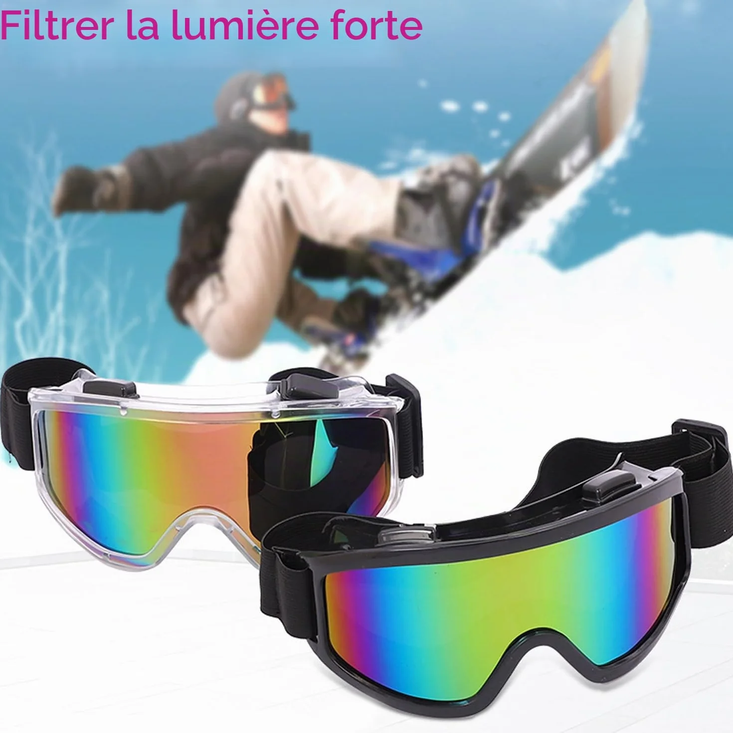 Lunettes de ski anti-buée protection UV unisexe