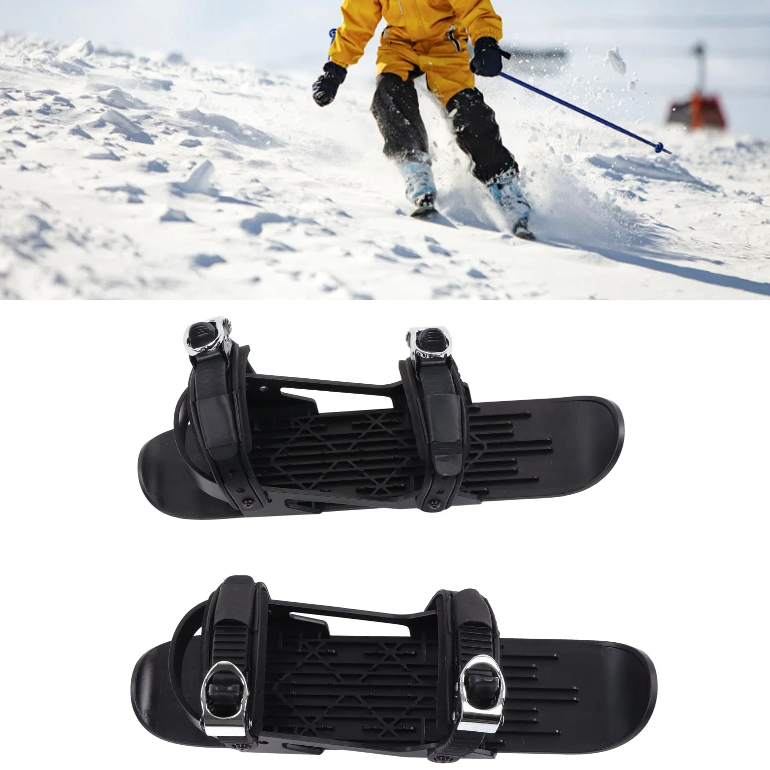 Mini Ski Skates Snowblades Skis Chaussures Bottes pour Adultes avec Sangles Réglables Design Portable en Acier Inoxydable en Nylon Durable pour les Sentiers de Neige de Sports d'hiver