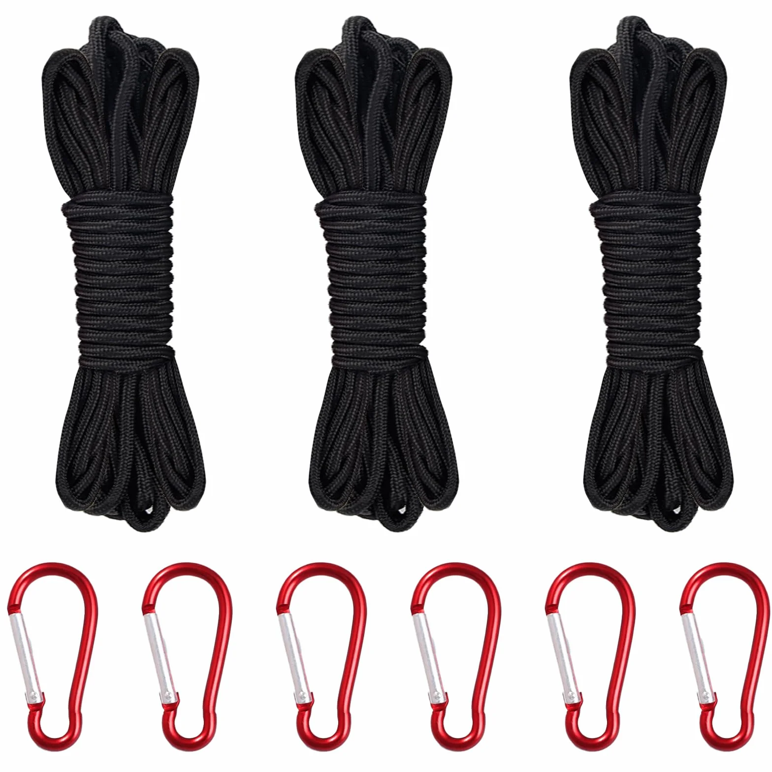 Corde en Nylon 10M Noir Polypropylène Corde de Rappel Flottaison Ancrage 6 Boucles Alpinisme Camping Extérieur