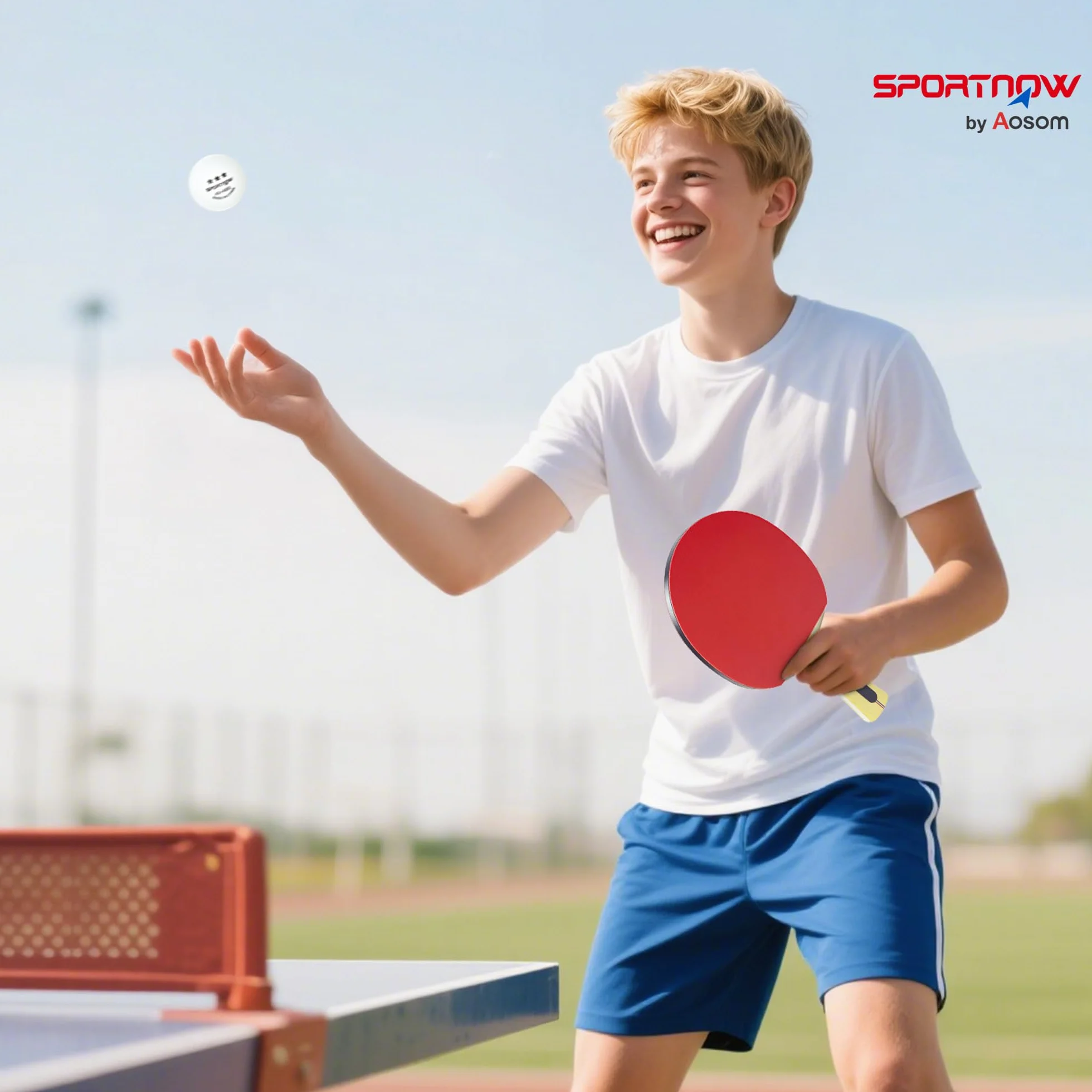 SPORTNOW Lot Raquettes Ping-Pong Tennis Table 4 Raquettes 8 Balles 1 Sac