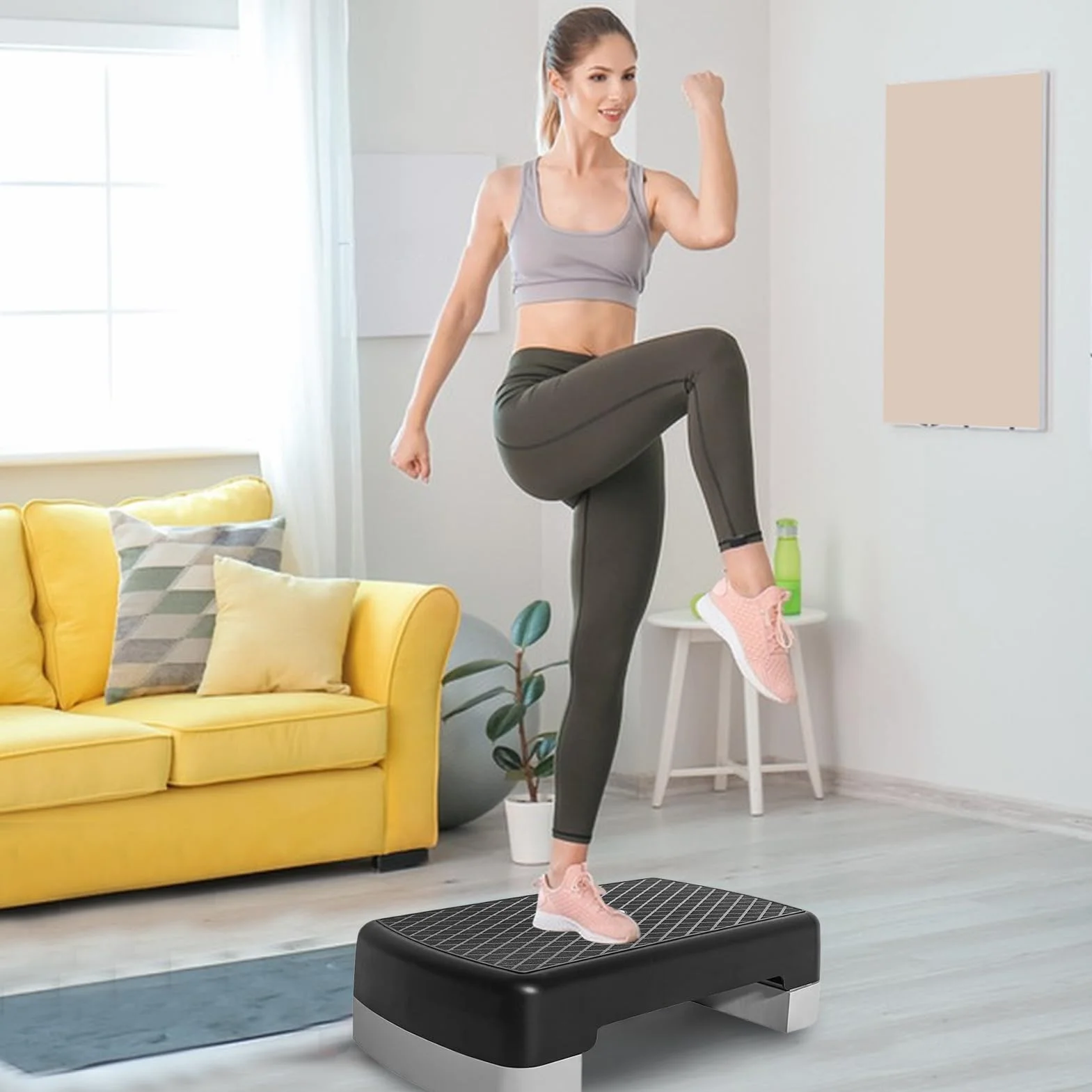 Stepper Aérobic Hauteur Réglable Antidérapant 45 cm Cardio Gym Domicile
