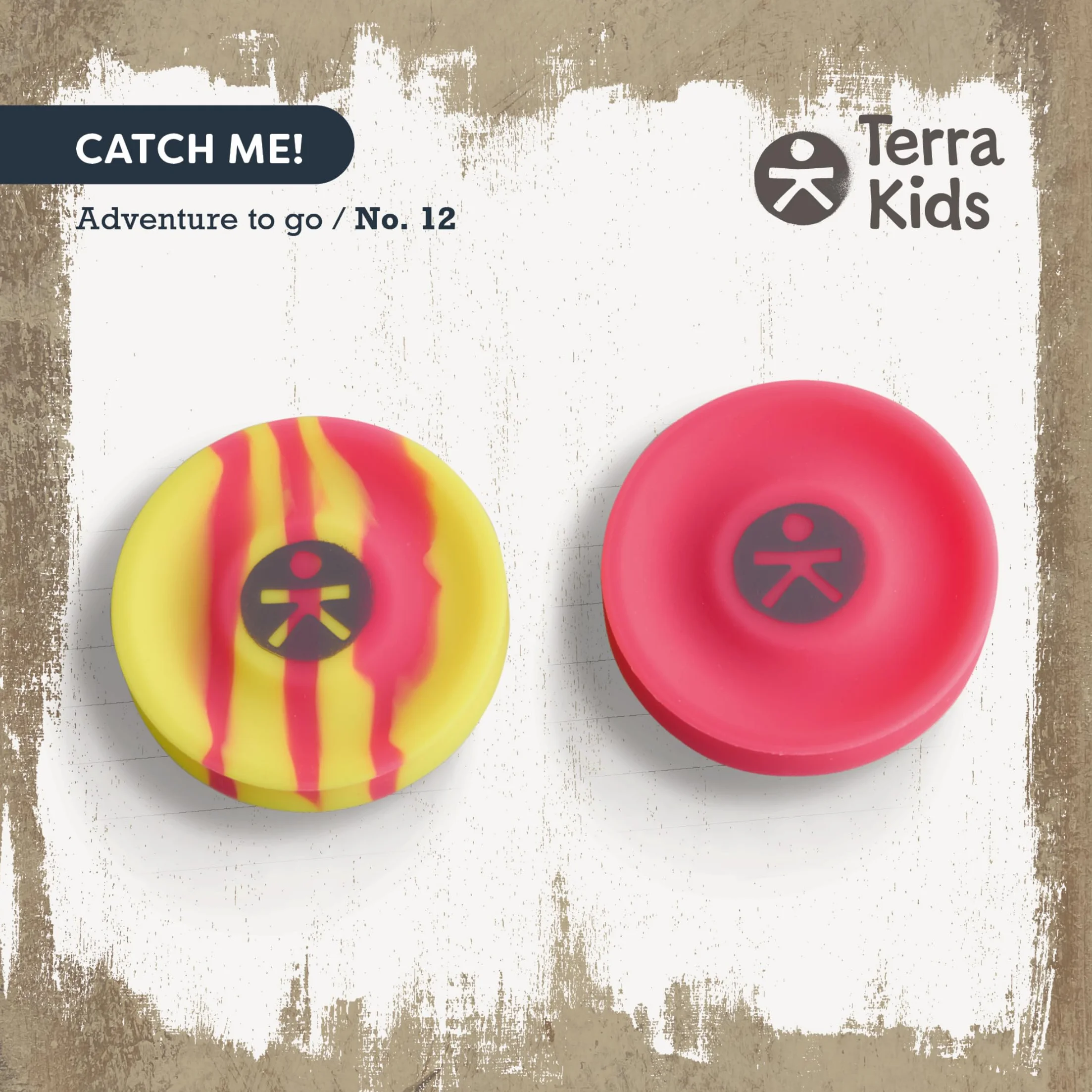 Terra Kids Set de 2 Frisbees de Poche – Mini disques en Silicone – Rose/Jaune – Dès 4 Ans