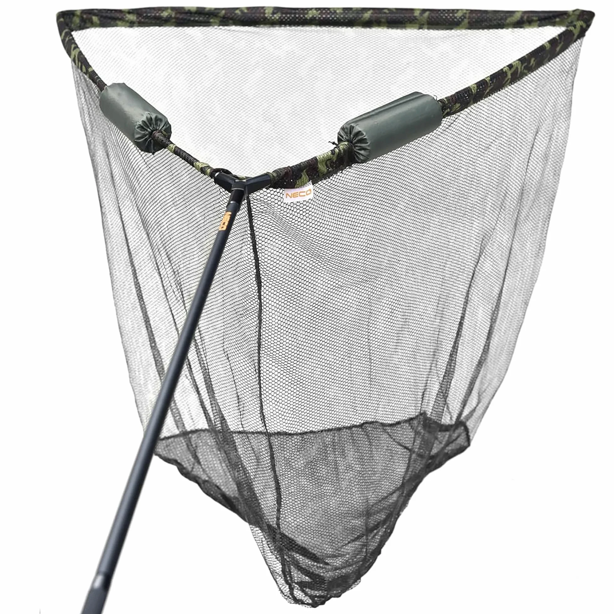 NECO Épuisette à Carpe 100x100 cm avec Flotteurs - Grand Filet Pliable et Léger avec Étui, Panier Profond pour la Pêche aux Poissons et Carpes (70202)