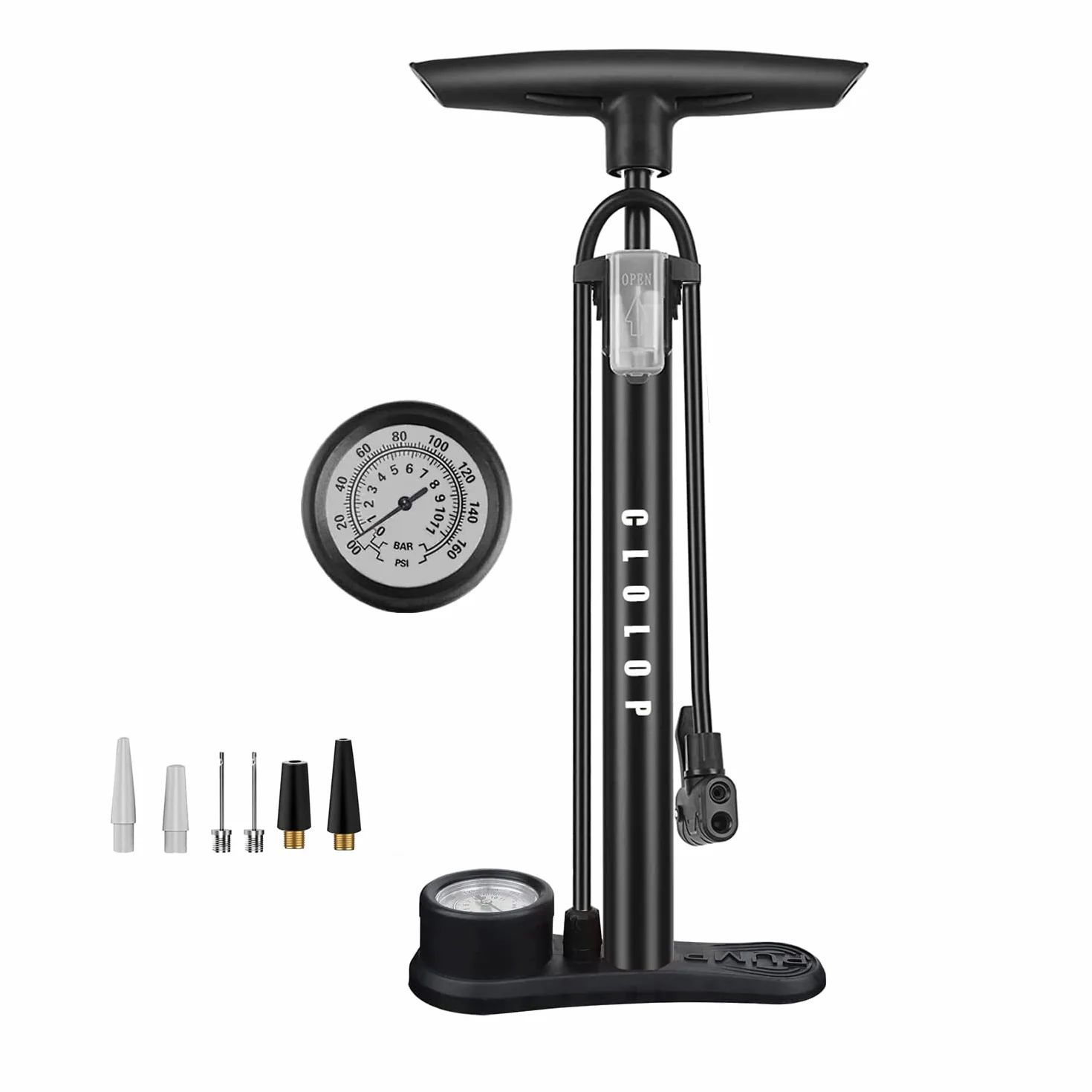 CLOLOP Pompe à vélo avec manomètre pour pneu Presta Schrader