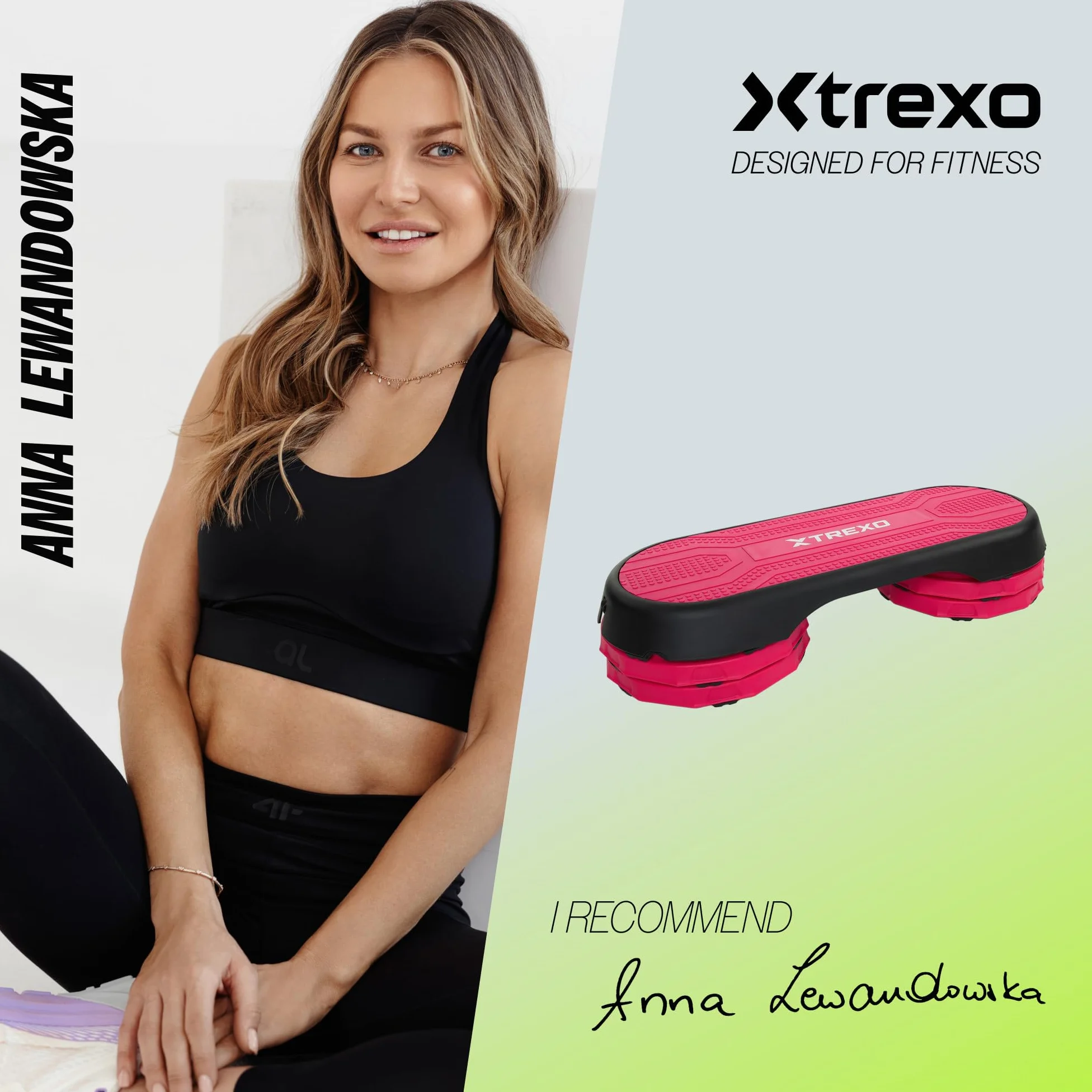 TREXO Marche d'aérobic 107x42 cm Hauteur ajustable 10-15-20 cm Polypropylène TPR 250 kg