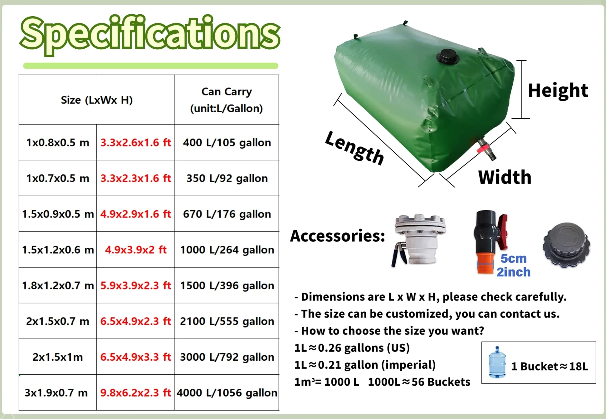 Réservoir d'eau Pliable de 240 à 6000 L - Réservoir d'eau Portable en PVC for l'irrigation agricole et Les Situations d'urgence(1000 L/264 Gallon/1.5x1.2x0.6 m)