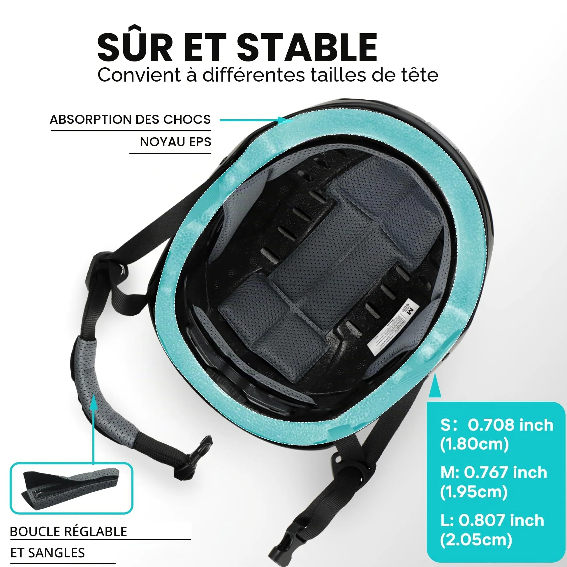 DKONI Casque de vélo avec lumières LED - Casque de vélo rechargeable par USB - Avec lumière LED avant et arrière - Pour homme et femme