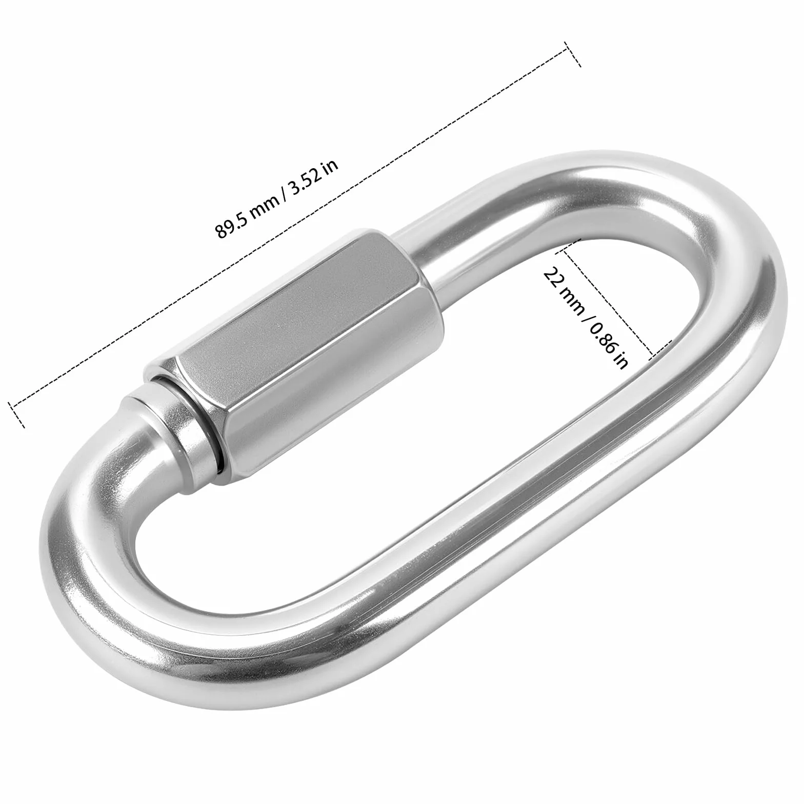 Mousquetons à visser M10 acier inoxydable - Maillon de chaîne 1000 kg - Lot de 4