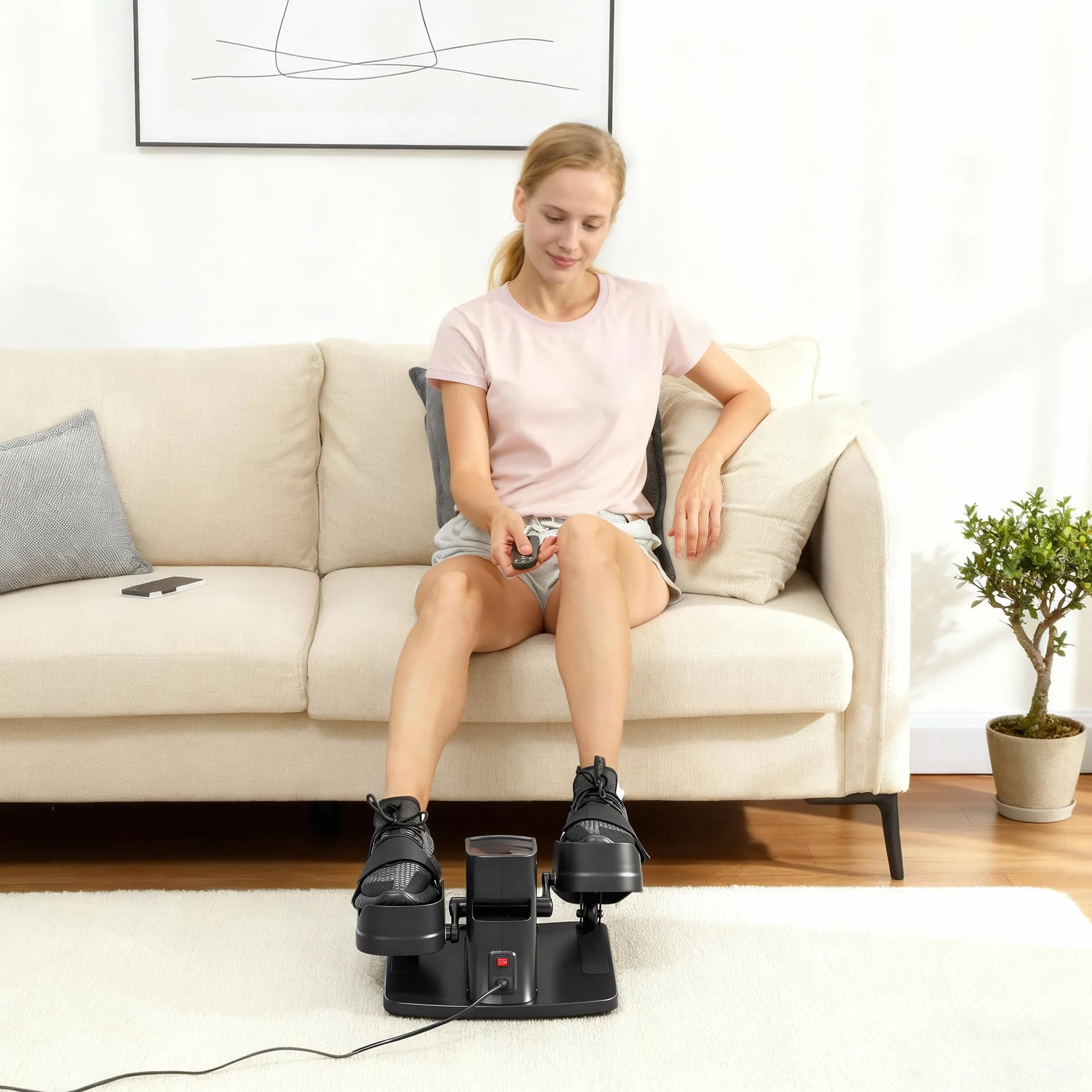 SPORTNOW Mini vélo elliptique électrique avec télécommande Écran LED 12 Vitesses Antidérapant Silencieux Portable