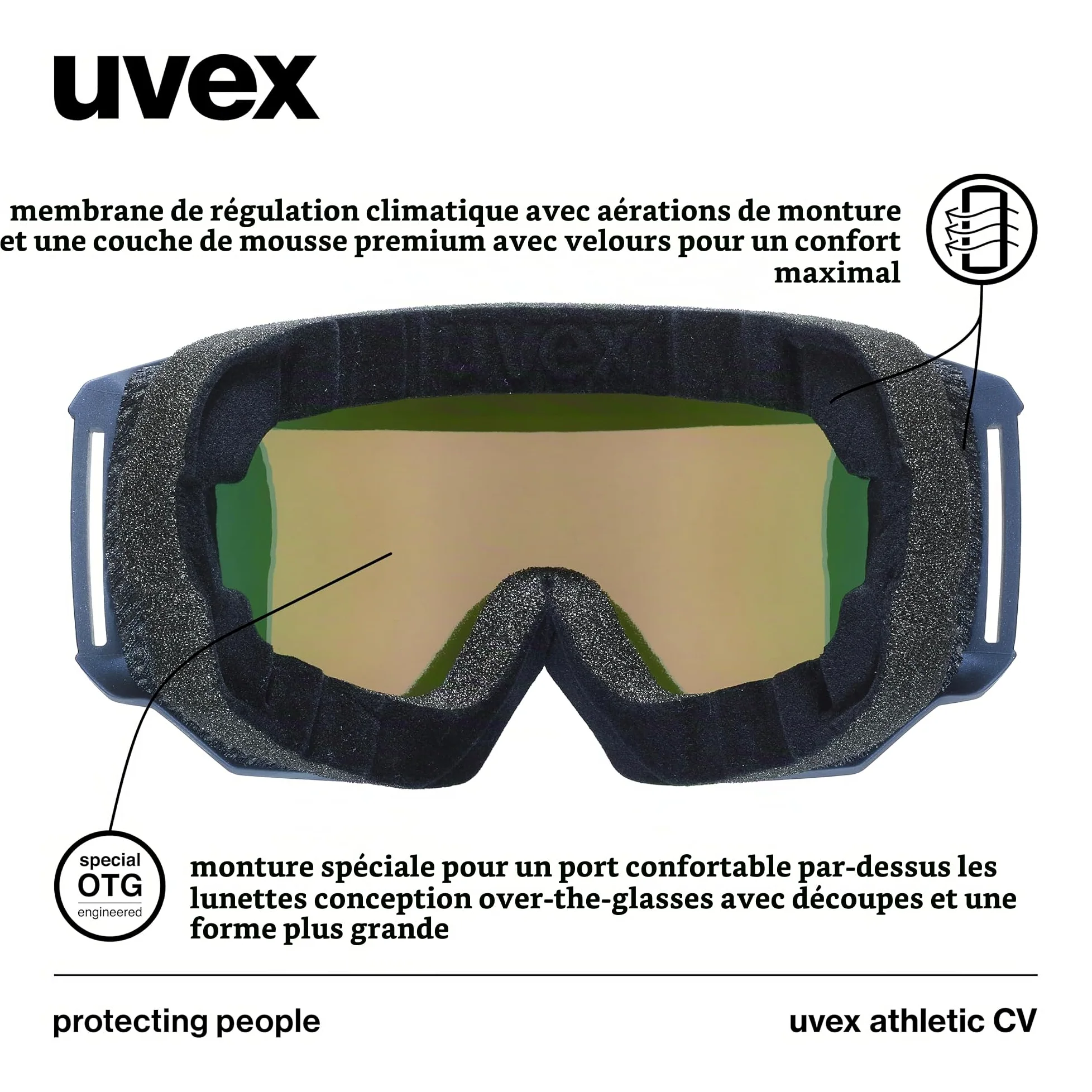 uvex Athletic CV - Lunettes de Vélo pour Hommes et Femmes - à Contraste Élevé - Anti-Buée