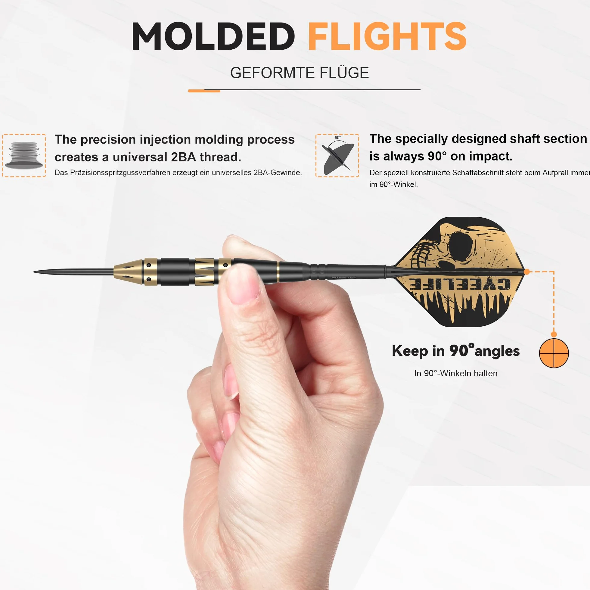 CyeeLife Flechette Pointe Acier 24g Barrels en Laiton Set de fléchettes avec Flights Aiguiseur Coffret