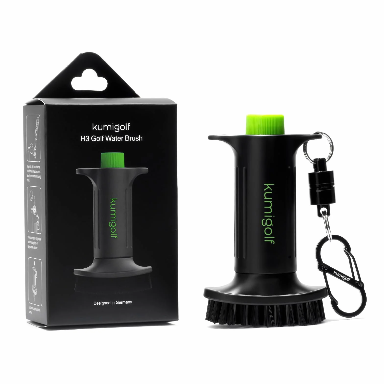 H3 Brosse à eau de golf, fonction de pulvérisation et clips magnétiques, brosse de club de golf et nettoyant de club de golf, poils en nylon de qualité supérieure et solides pour surfaces de