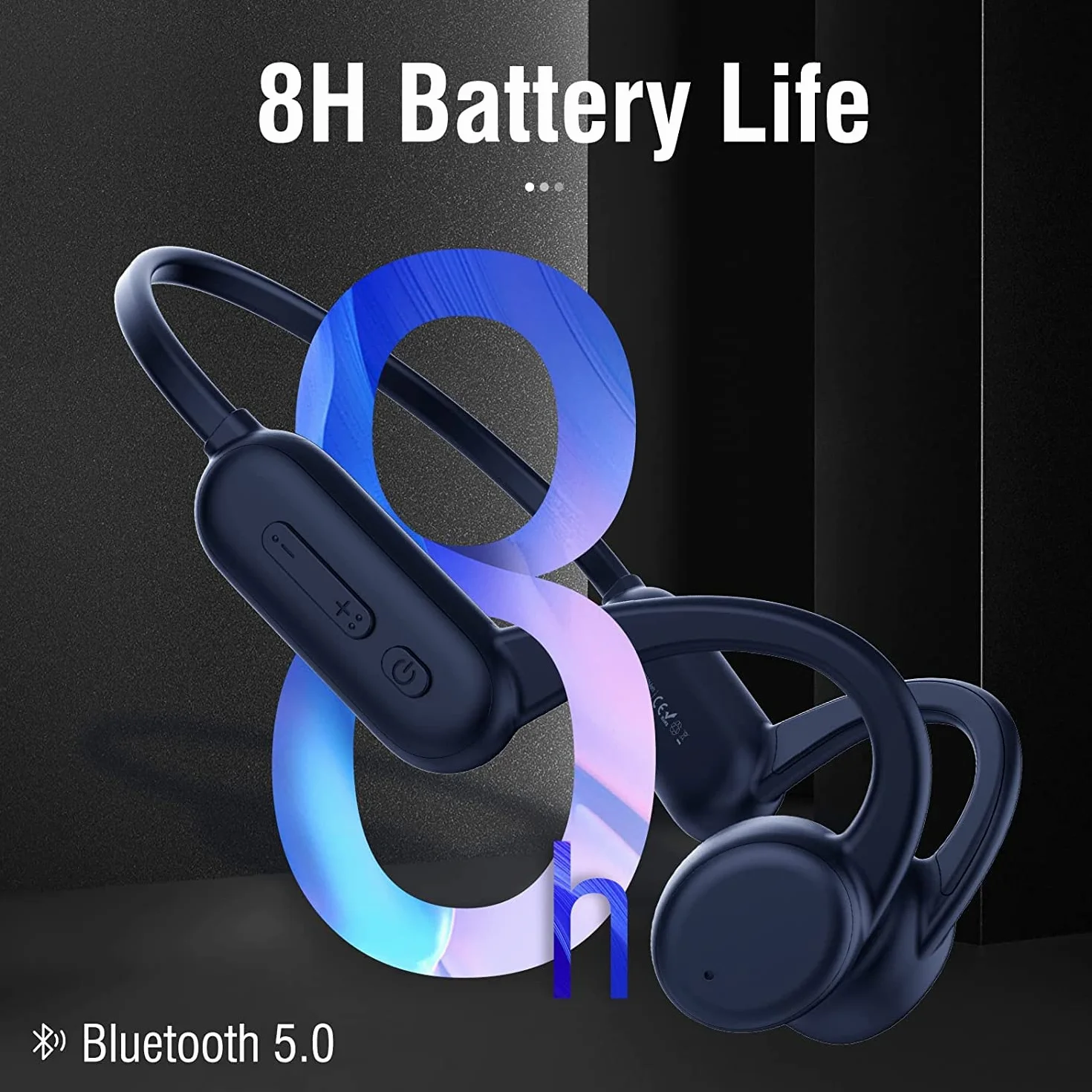 Casque Conduction Osseuse Natation IPX8 Bluetooth 5.2 Mémoire 8G Lecteur MP3 Bleu