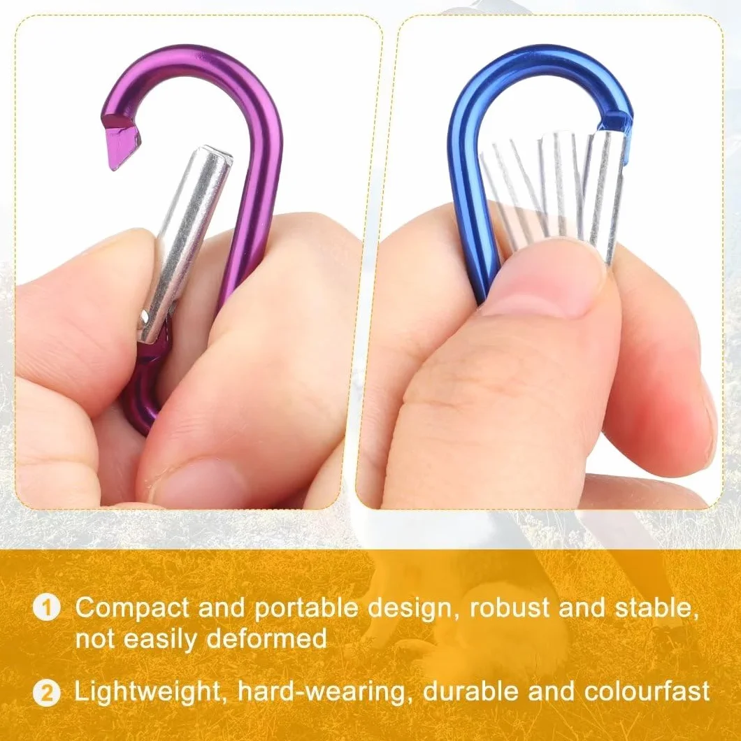 VFANDV 16Pcs Petit Mousqueton Aluminium Léger Résistant Porte Clef 3,5 x 40 mm Randonnée Camping Pêche Voyages