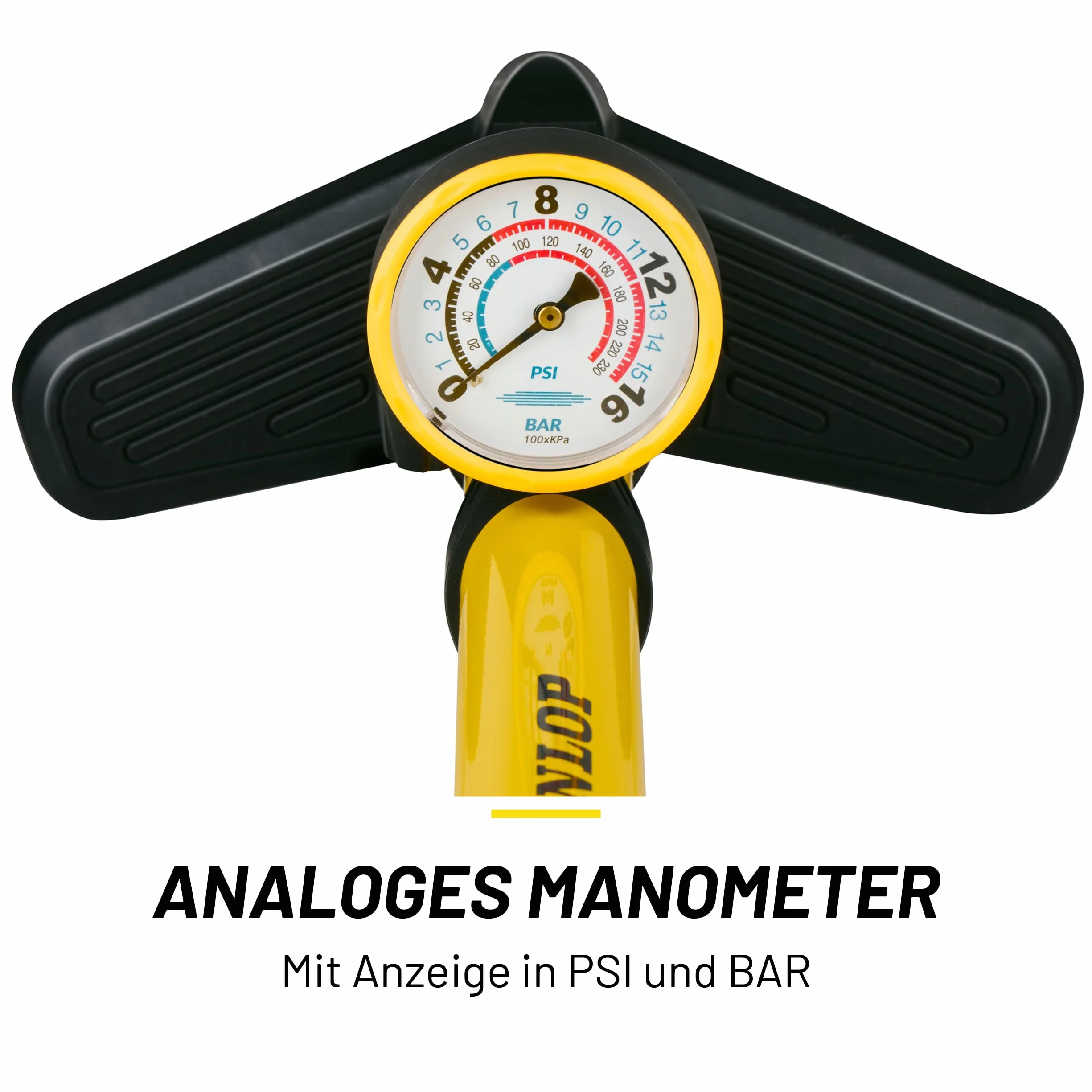 Dunlop Pompe à Vélo Double Valve avec Manomètre 11-12Bar 160-180 PSI Noir