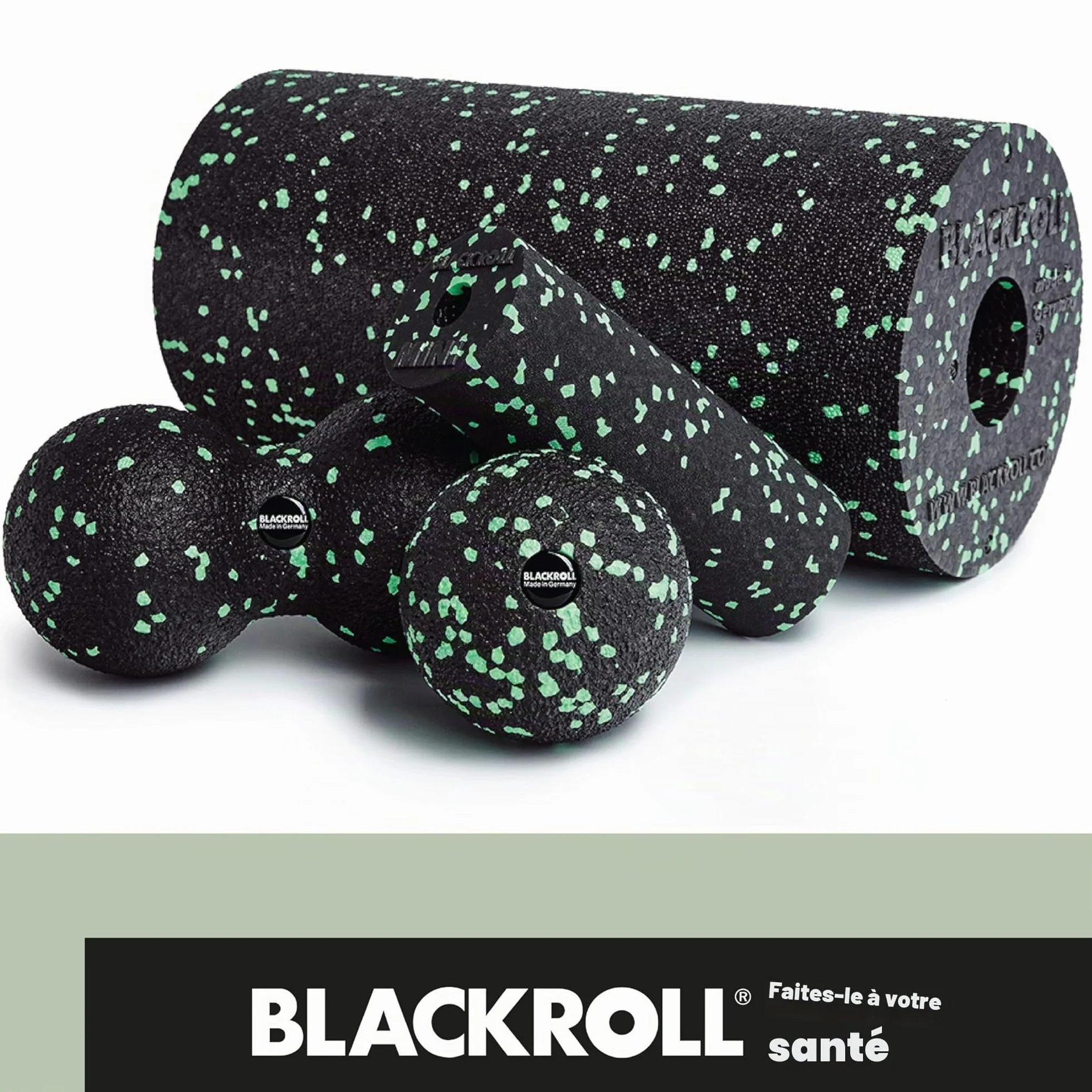 BLACKROLL® BLACKBOX Kit de massage avec rouleau, balle et duoball pour fascias et trigger points