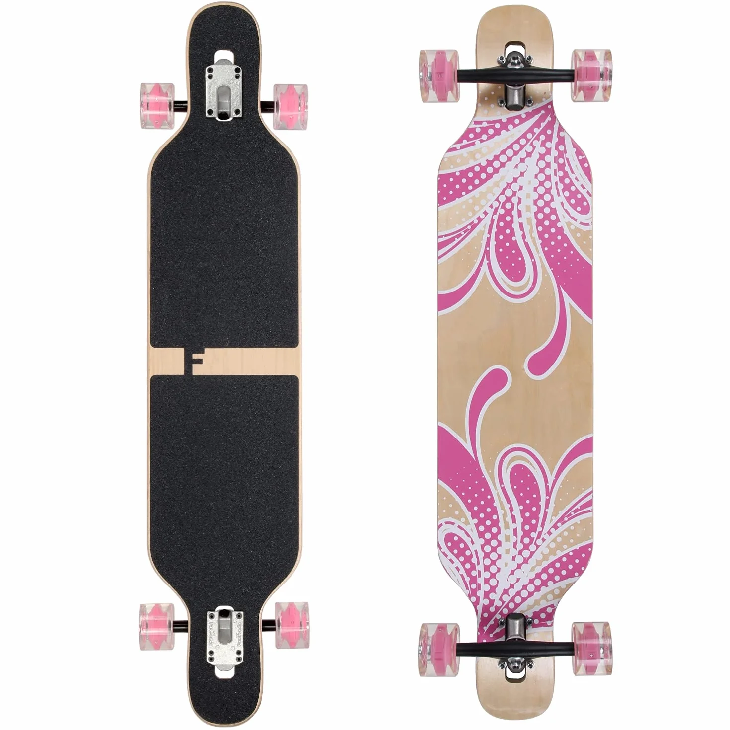 FunTomia Longboard avec 1 marches flexibles - Skateboard Drop Through Cruiser - Roulement à billes Mach1 Speed - Outil en T