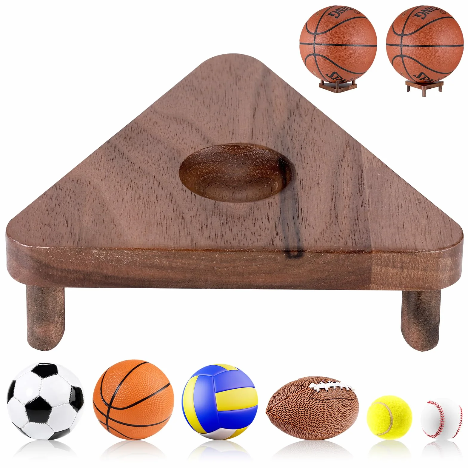 Fentar Porte Ballon en Bois - Support Stable pour Football, Basketball, Rugby, Volleyball