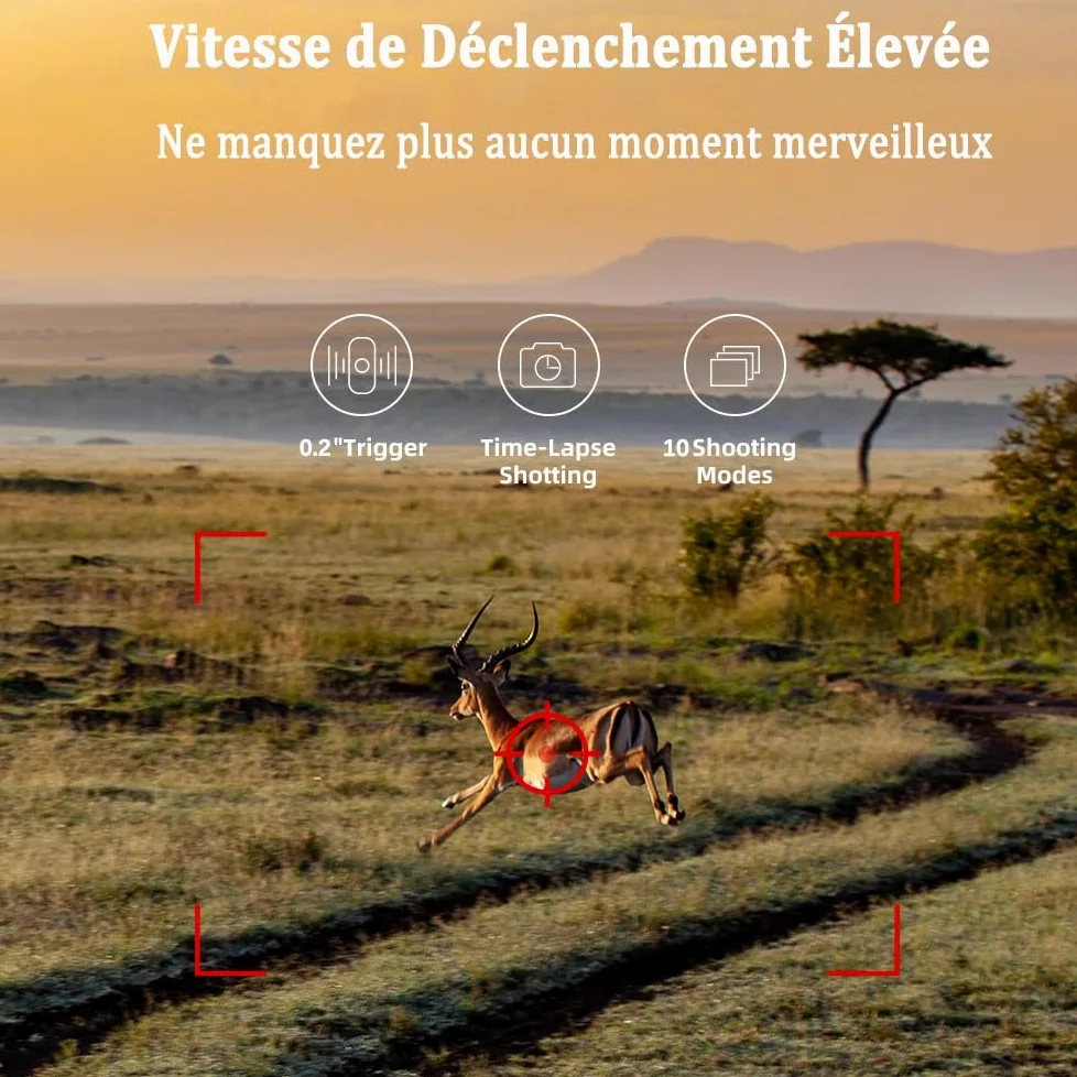 Camera de Chasse 4G APP, 4K 120MP Caméra Chasse avec Carte SIM, Envoi de Photos, Vidéo en Direct, Piege Photographique Nocturne Infrarouge