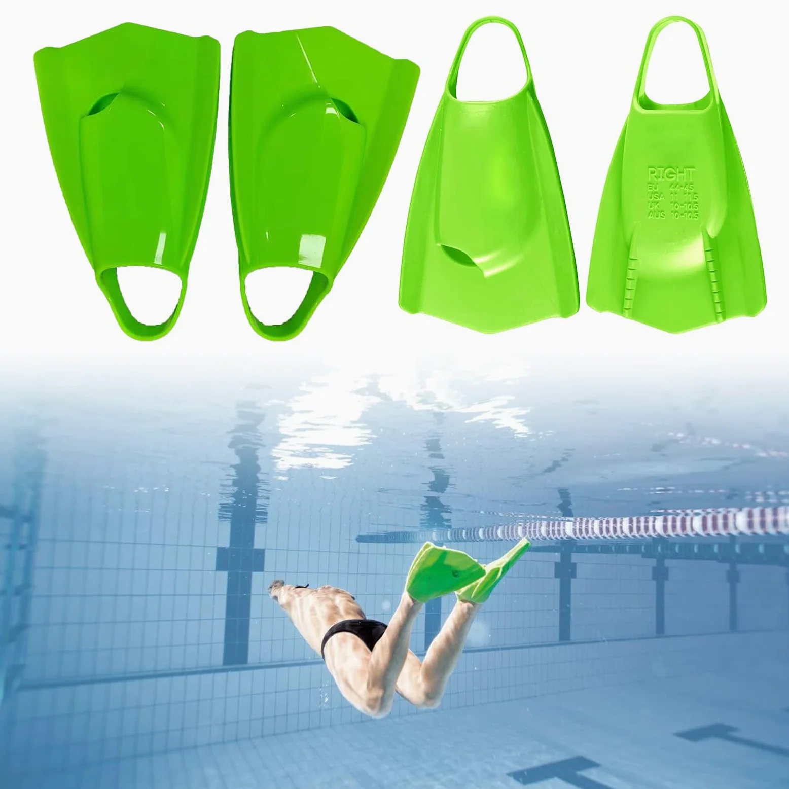 Palmes de natation confortables en silicone pour adolescents et adultes