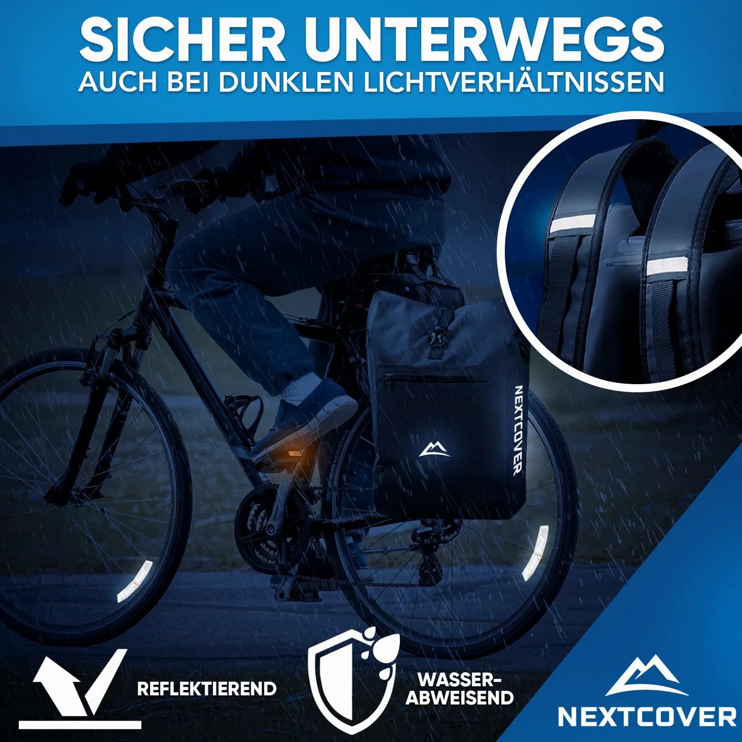 Nextcover® Aquashield Sacoche de vélo 3 en 1 pour porte-bagages - Sac à dos et sac à bandoulière - 25 l - Étanche