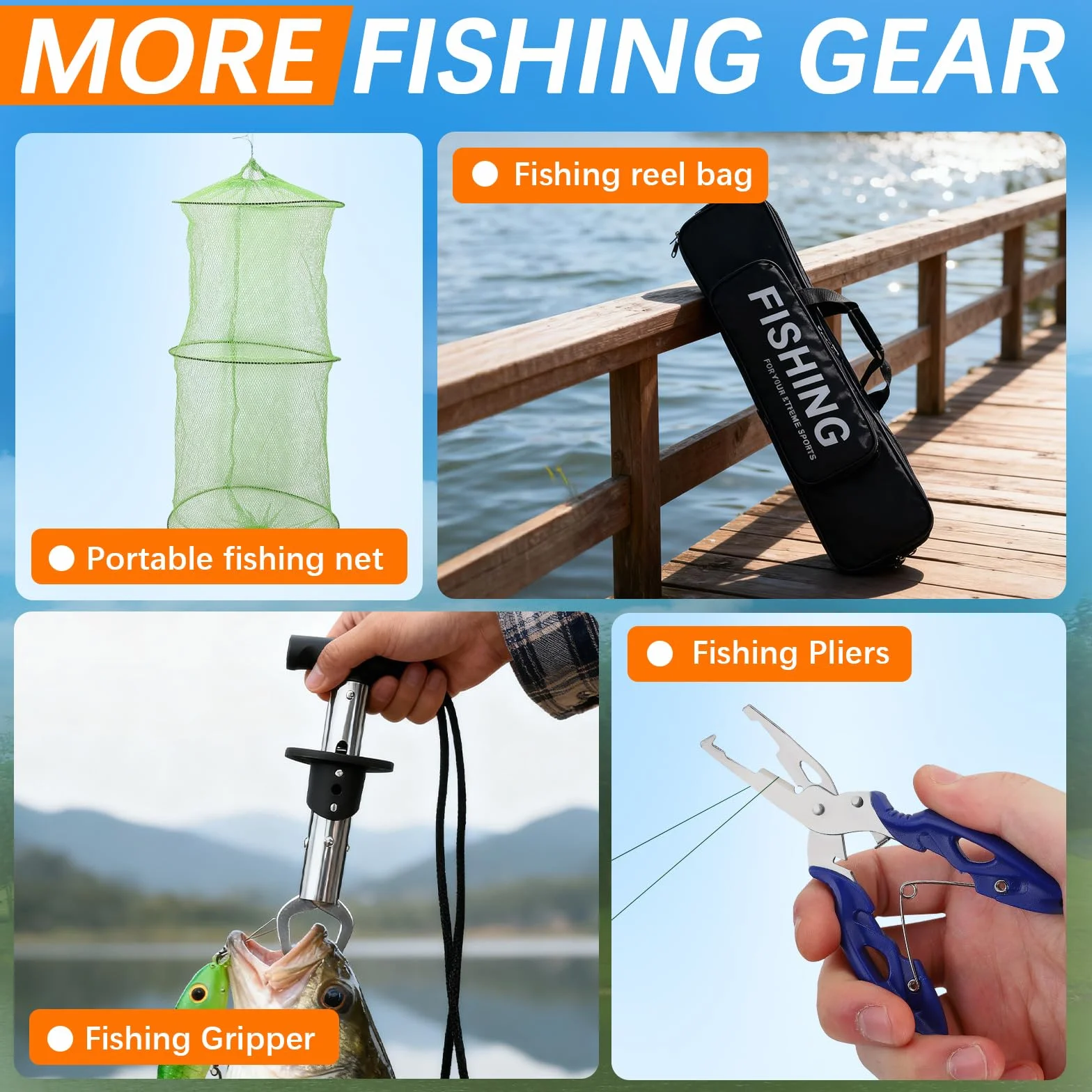 Lot de 2 cannes à pêche télescopiques 1,8 m/2,1 m avec 102 accessoires kit de pêche complet pour débutants
