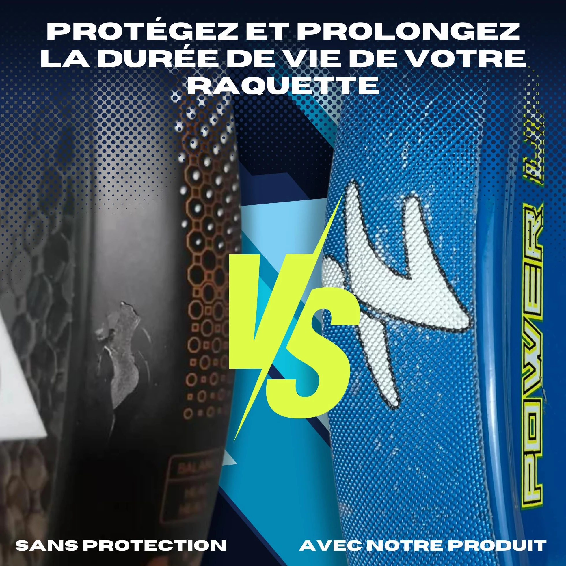 Raquette de Padel Protection Transparent Rugueux - Accessoire Multi-granulés en Silicone