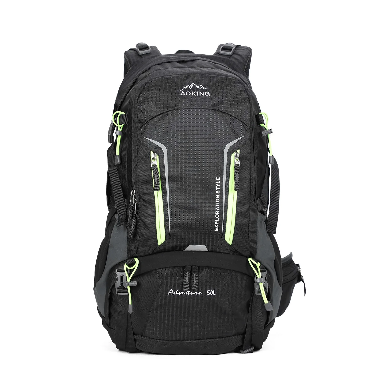 Aoking, Sac à dos de randonnée/escalade, 40L_YJN79807,50L_YJN67363, éléments standard : panneau en maille Airflow amovible, étanche, sifflet SOS, protection contre la pluie, options : poche à eau 2