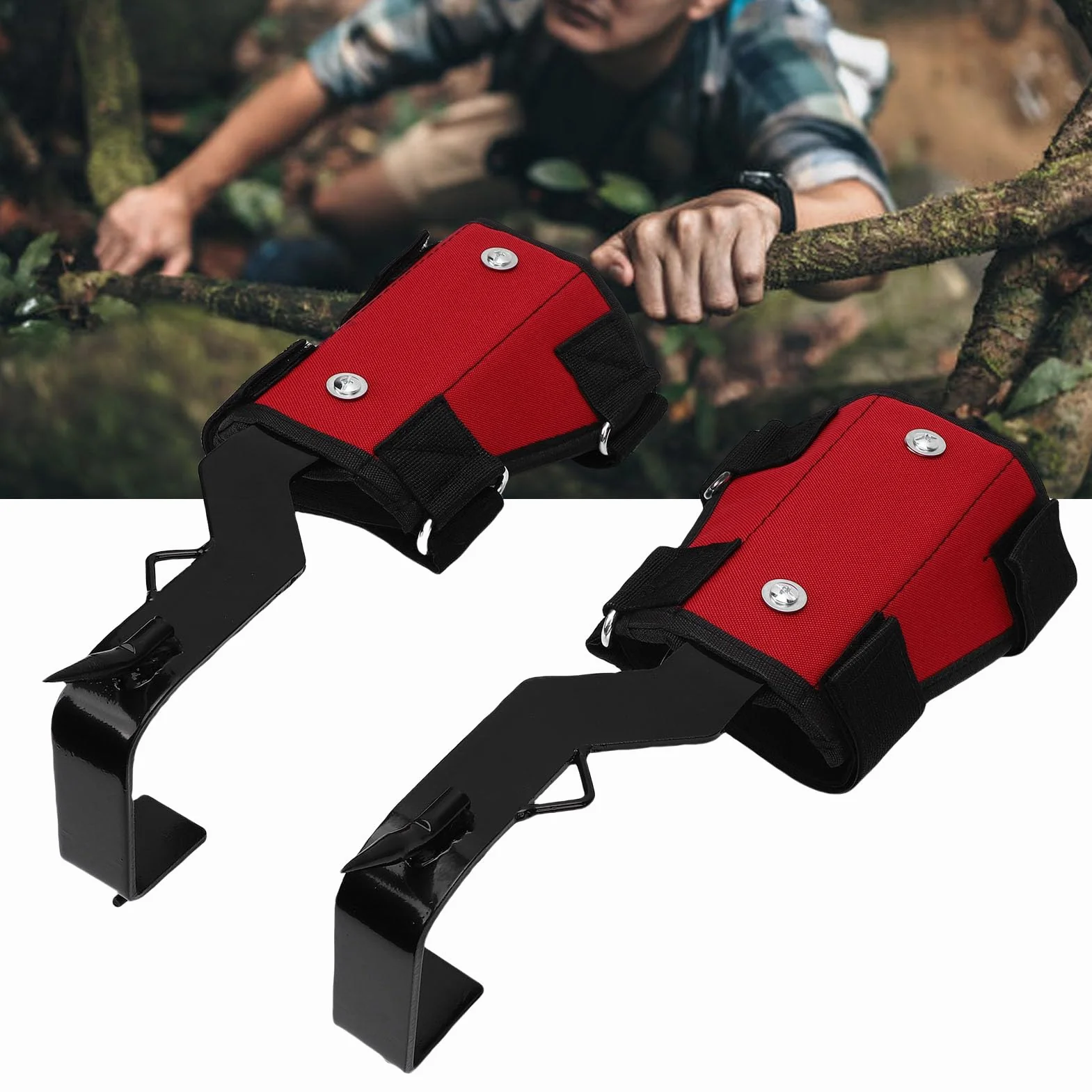 Focket Pointes d'escalade d'arbre Réglable en Acier Inoxydable 1 Paire avec Sangles et Gants