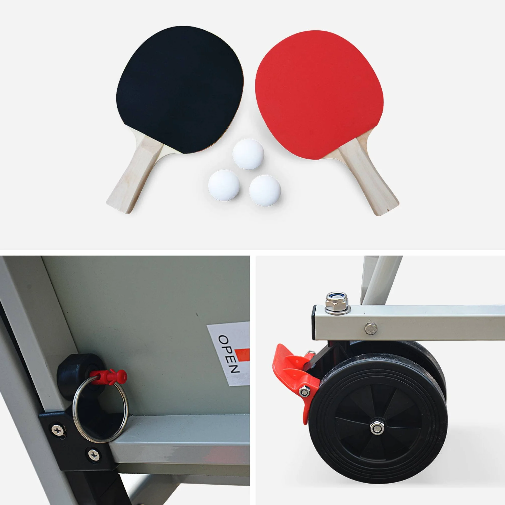 Table de ping Pong Outdoor, avec 2 Raquettes et 3 balles, pour Utilisation extérieure + Housse en PVC