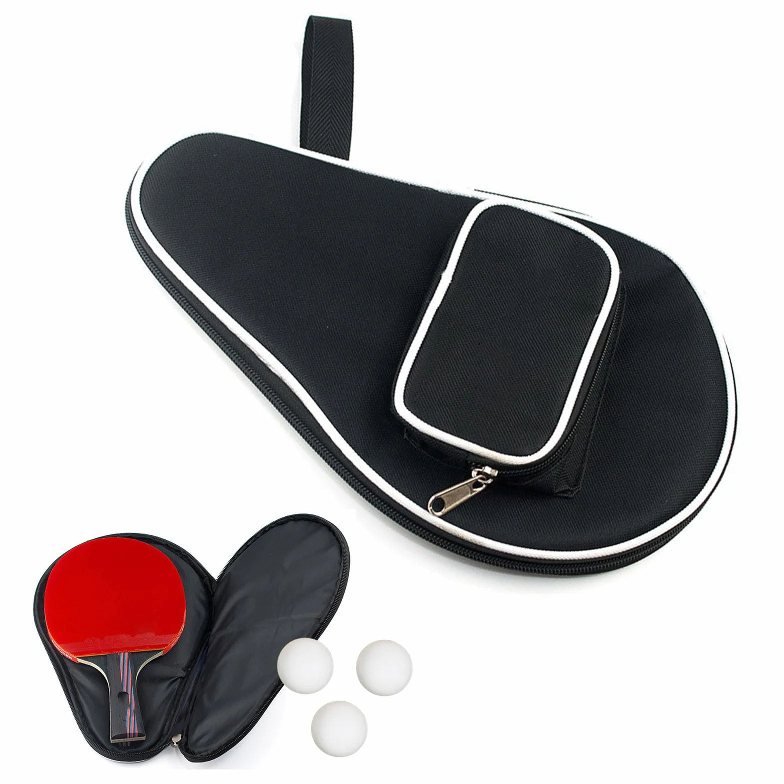 Housse pour Raquette de Tennis de Table, Sac pour 2 Raquettes avec Compartiment pour 3 Balles