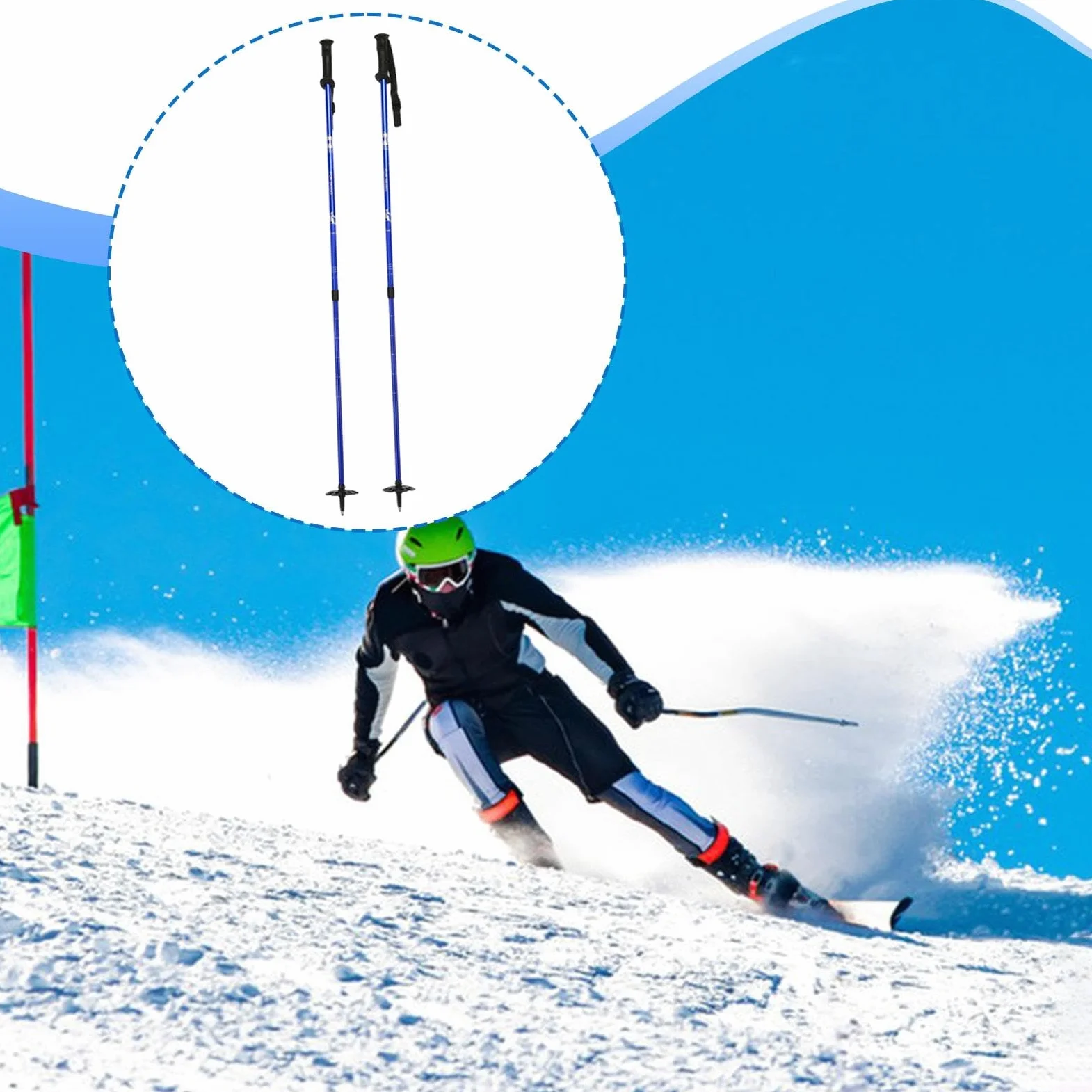 2 Pièces Bâtons de Randonnée Extensibles Bâtons de Marche pour Randonnée Bâtons de Ski Multifonctions en Alliage D'Aluminium Poignées Ergonomiques, Bleu