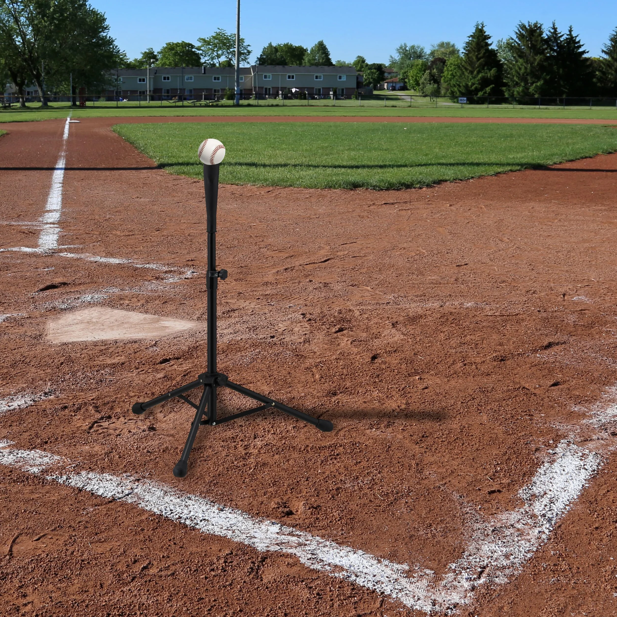 Relaxdays Trépied Baseball Frappe Support réglable Hauteur 72-121 cm Noir