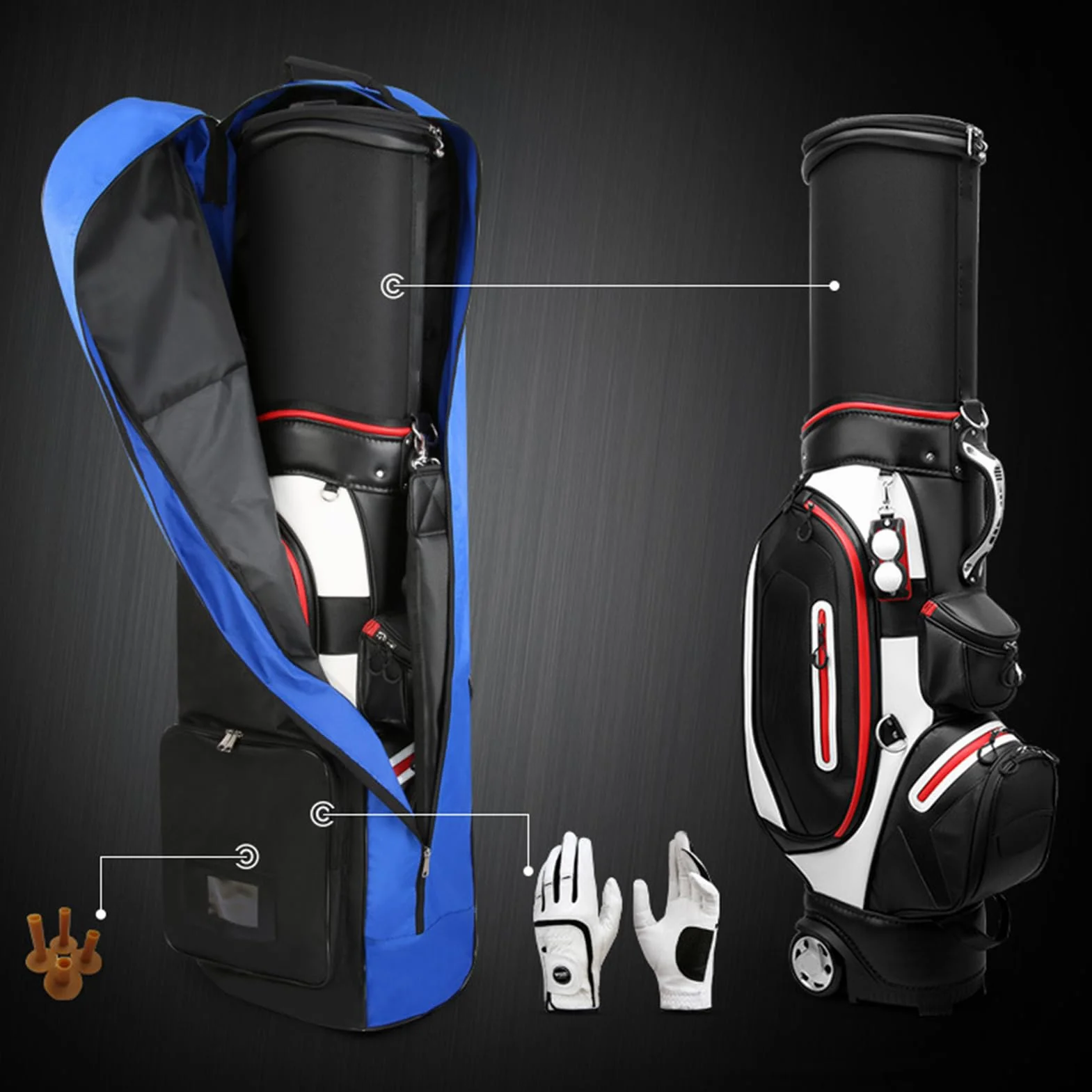 Sac de Voyage de Golf avec Roulettes, Housse de Protection étanche Pliable