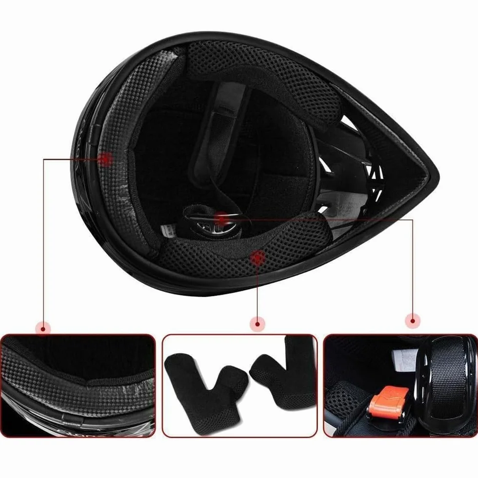 Casque Motocross Intégral Unisexe 9-14 Ans avec Lunettes Gants Masque