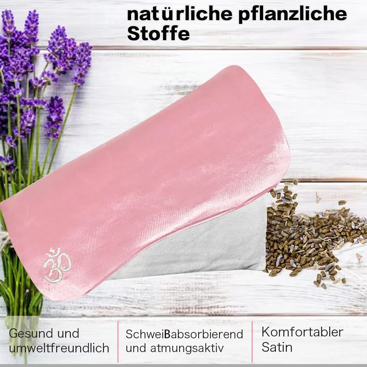 Masque lesté pour les yeux en soie de luxe avec lavande pour relaxation, yoga et méditation, rose