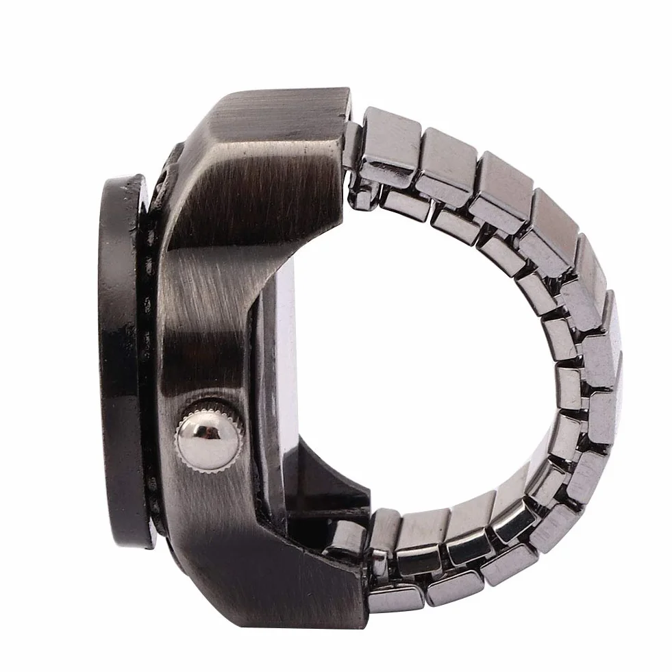 Pongnas Ring Watch Vintage Quartz Horloge à Doigt Flip Up Couvercle Hommes