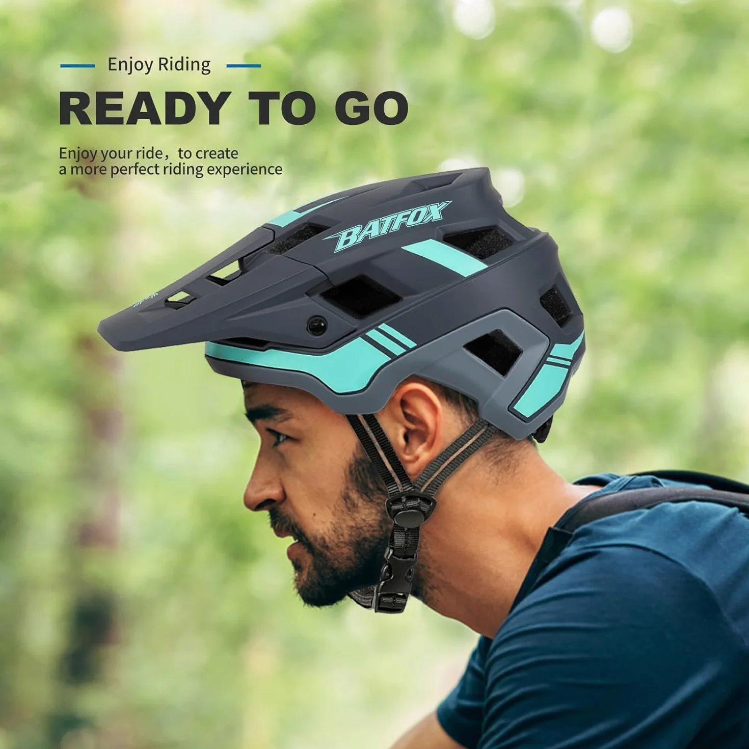 BATFOX Casque de vélo de montagne respirant avec visière pour VTT, vélo de route, BMX