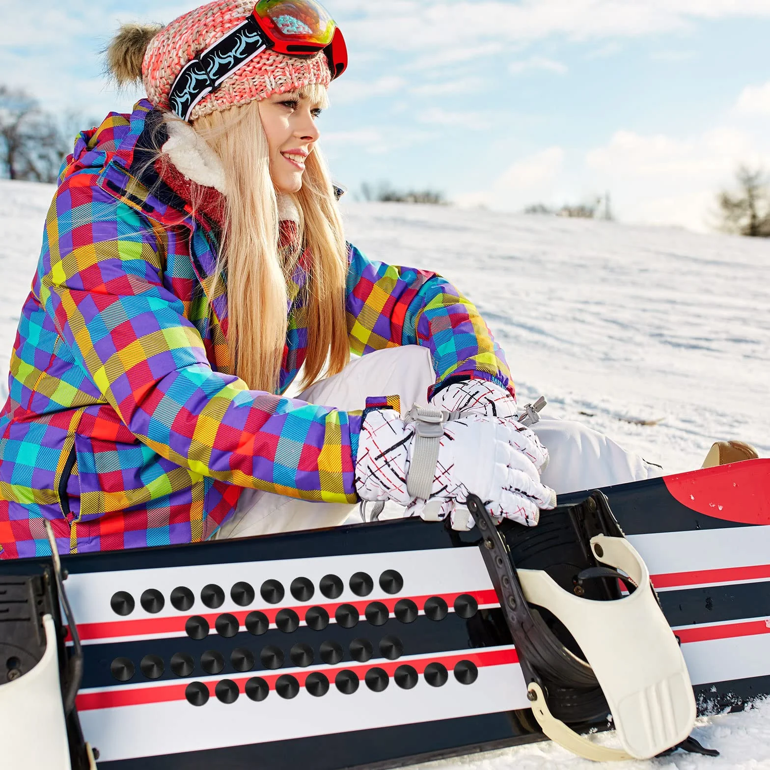 Tampon de Planche à Neige en Caoutchouc Auto-Adhésif 40 Pièces pour Snowboard