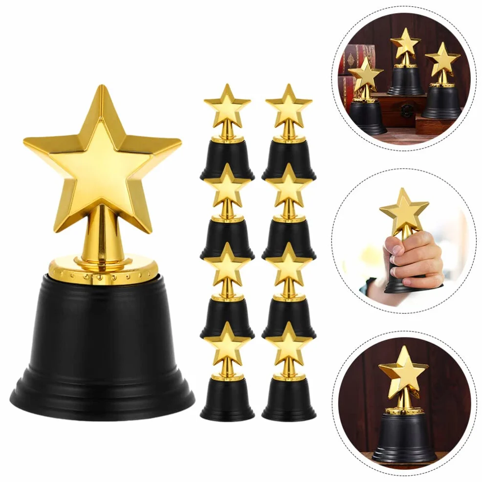 Didiseaon Trophée étoile: 9 Pièces Mini Trophée avec Base Plastique Foot pour Récompenses Sportives Jeux Winner Trophy pour Enfants Décorations de Classe et Concours