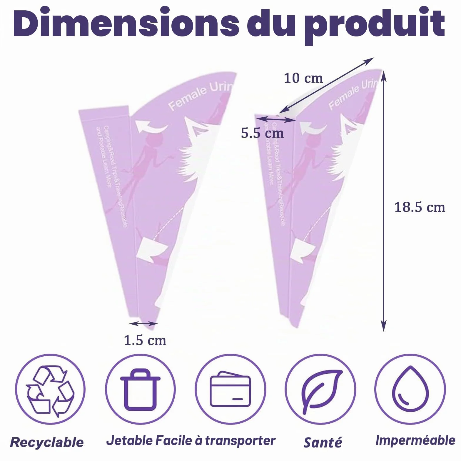 Lot de 30 Urinaux Féminins en Papier Portable pour Pisser Debout - Randonnée, Camping & Voyage