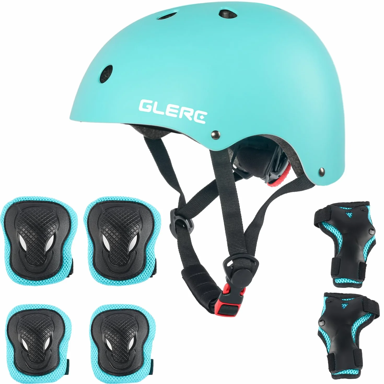 Glerc Casque de Protection pour Enfants, Genoux et Poignets pour garçons et Filles, Casque de Skateboard réglable, adapté au Skateboard et au Patinage à roulettes.