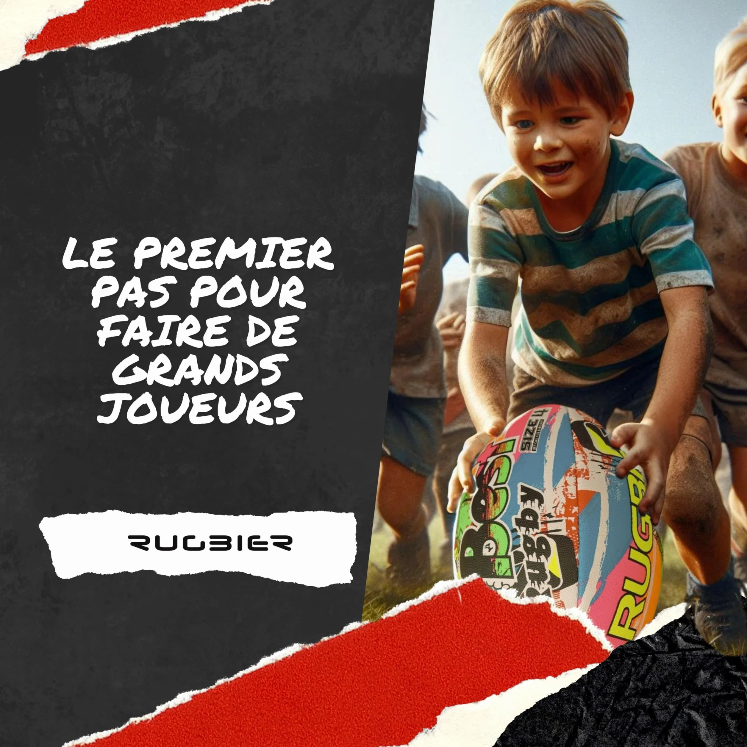 Ballon de Rugby Enfants T3 – Ballon École Initiation Entraînement Design Exclusif