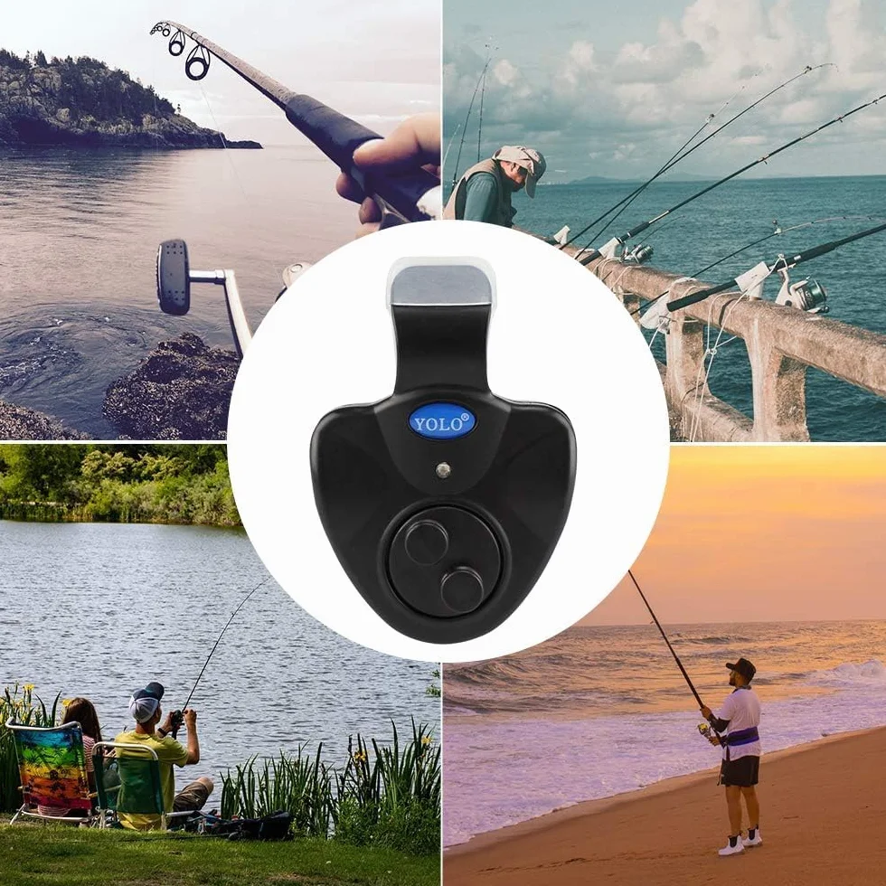 Coolnice 4pcs Alarme de Pêche Détecteurs de Touche électroniques de Canne à Pêche avec Indicateur Lumineux LED Alarme Sondeur Electronique Sensible pour Pêche Nuit Pêche Maritime Nocturne -avec Pile