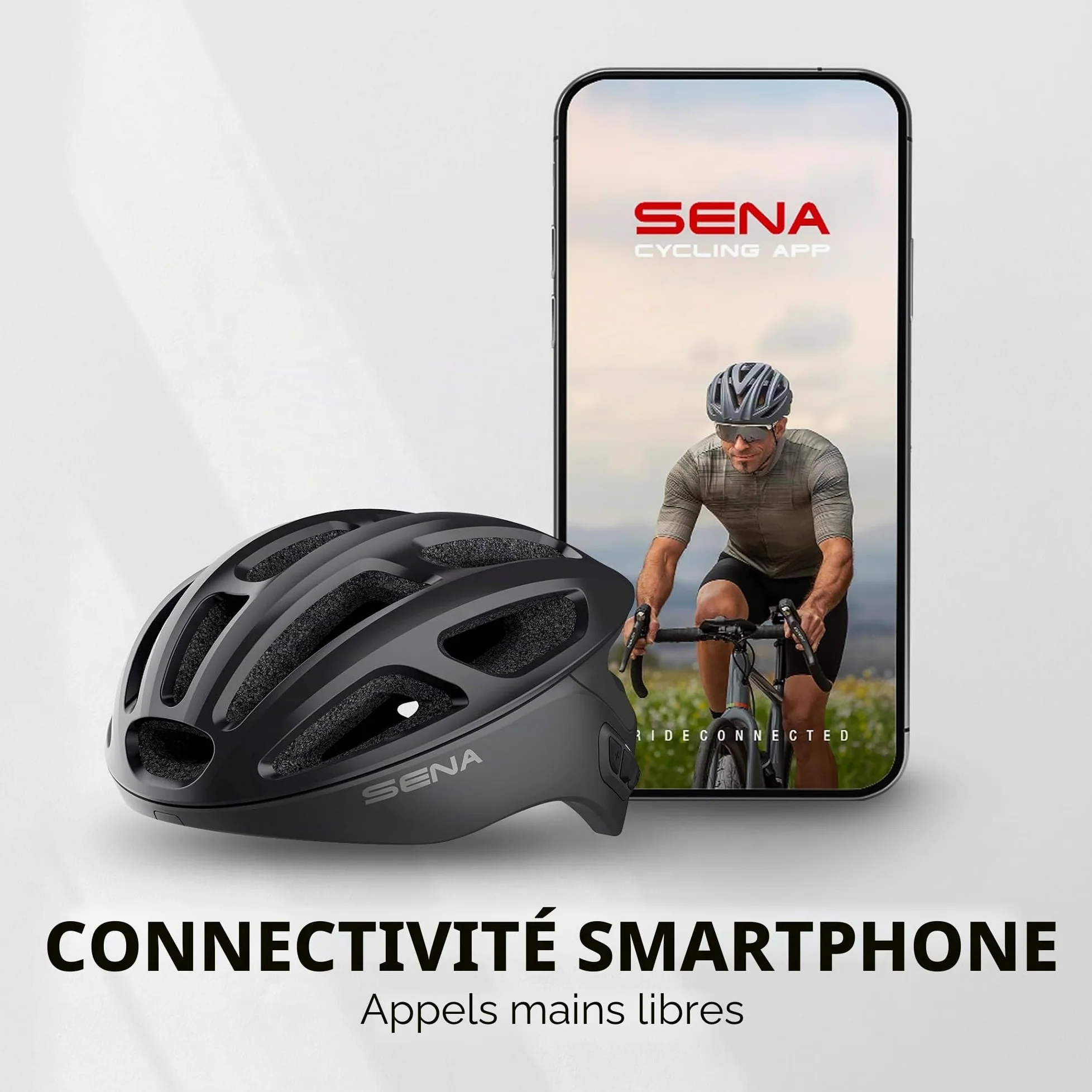 Sena R1 Casque de Vélo Connecté (Matte Black, S)