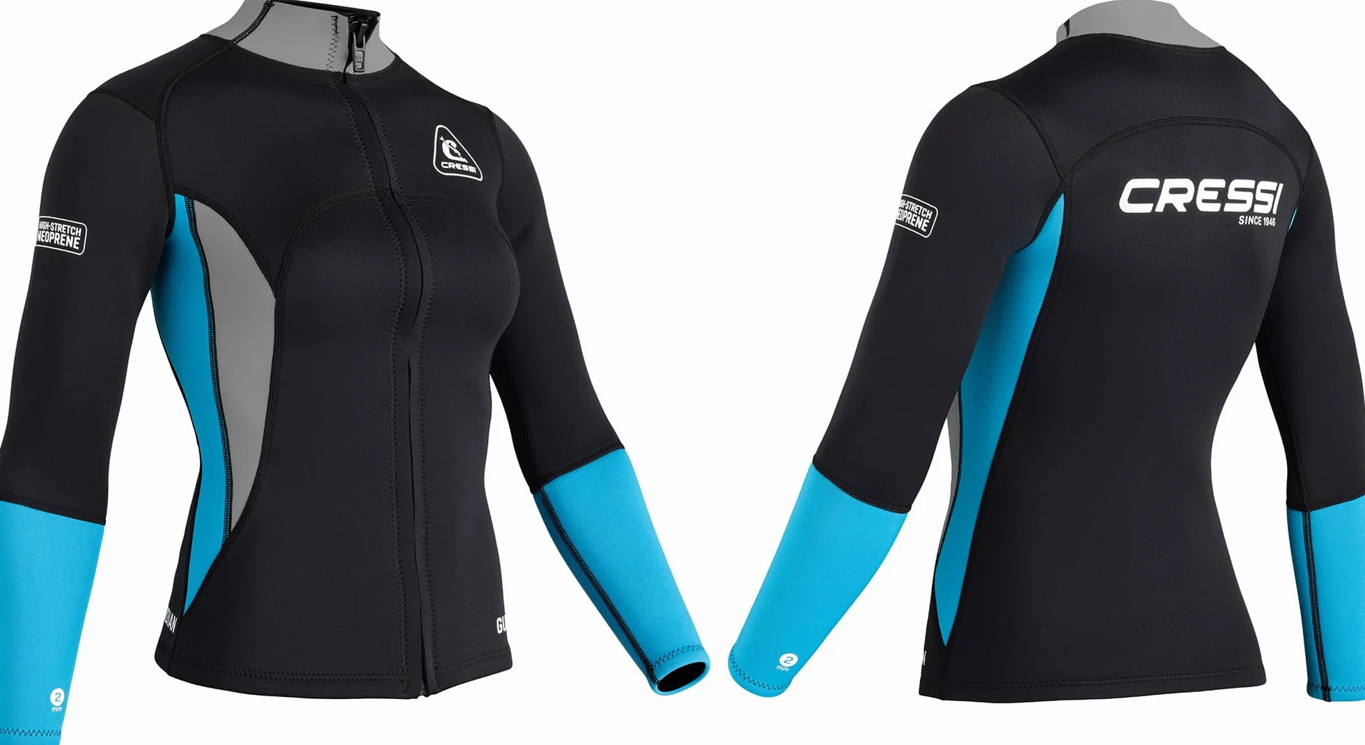 CRESSI Guardian Lady Veste Néoprène 2mm Natation Snorkelling Surf Sports Nautiques Noir Femmes