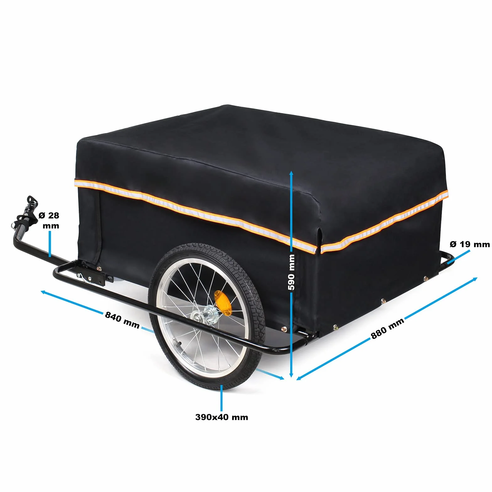 Wiltec Remorque pour Vélo, Timon Rabattable, Attelage Rapide, Chariot pour Bicyclette