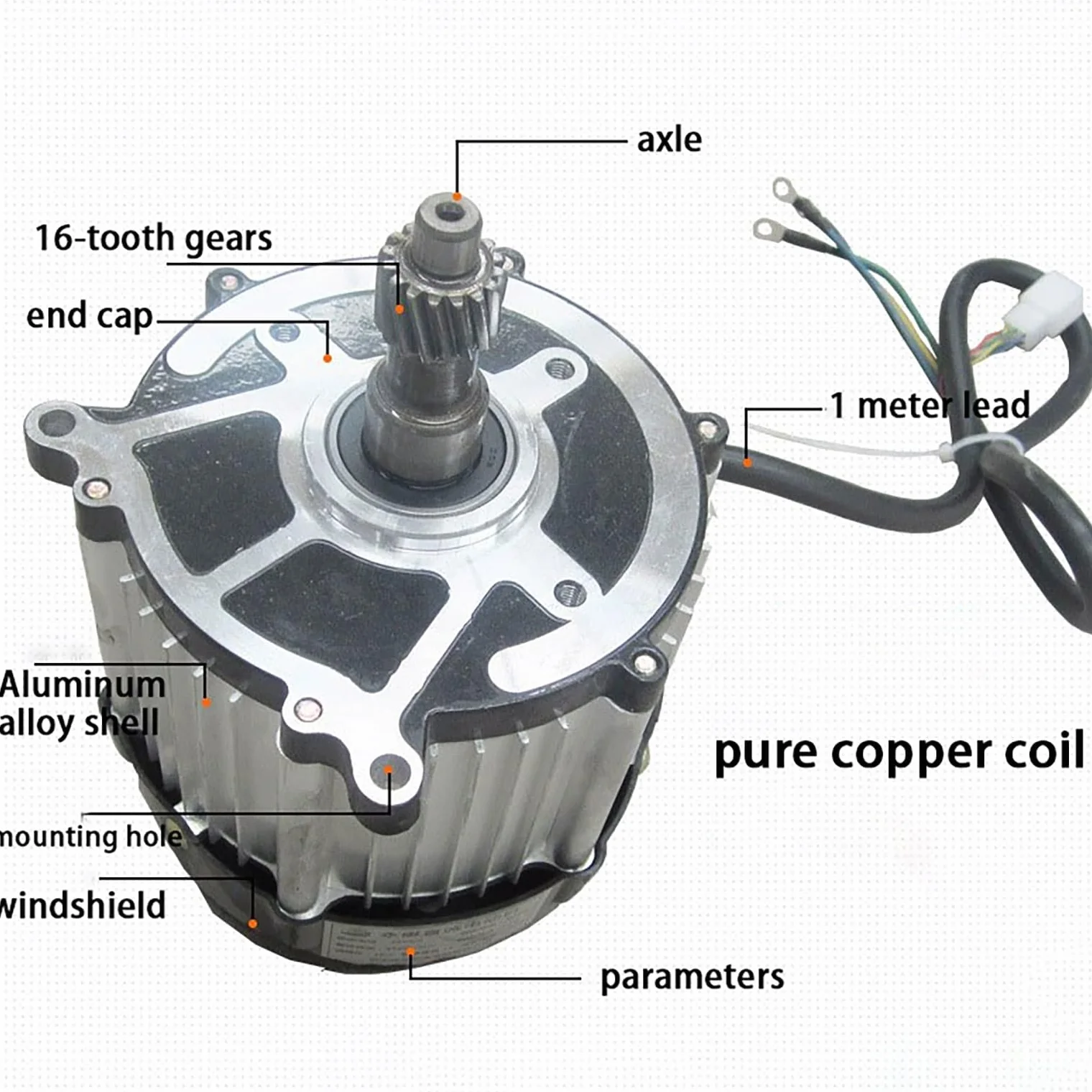 Moteur sans Balais 500W-1800W 48V 60V 72V Tricycle électrique 3300RPM 5 Trous 16 Dents