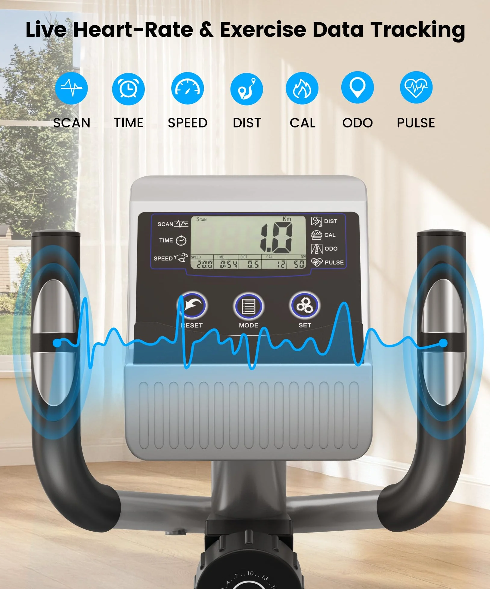 YOLEO Vélo Elliptique 16 Niveaux de Résistance Volant d'Inertie 6 kg Écran LCD Appareil Fitness Cardio