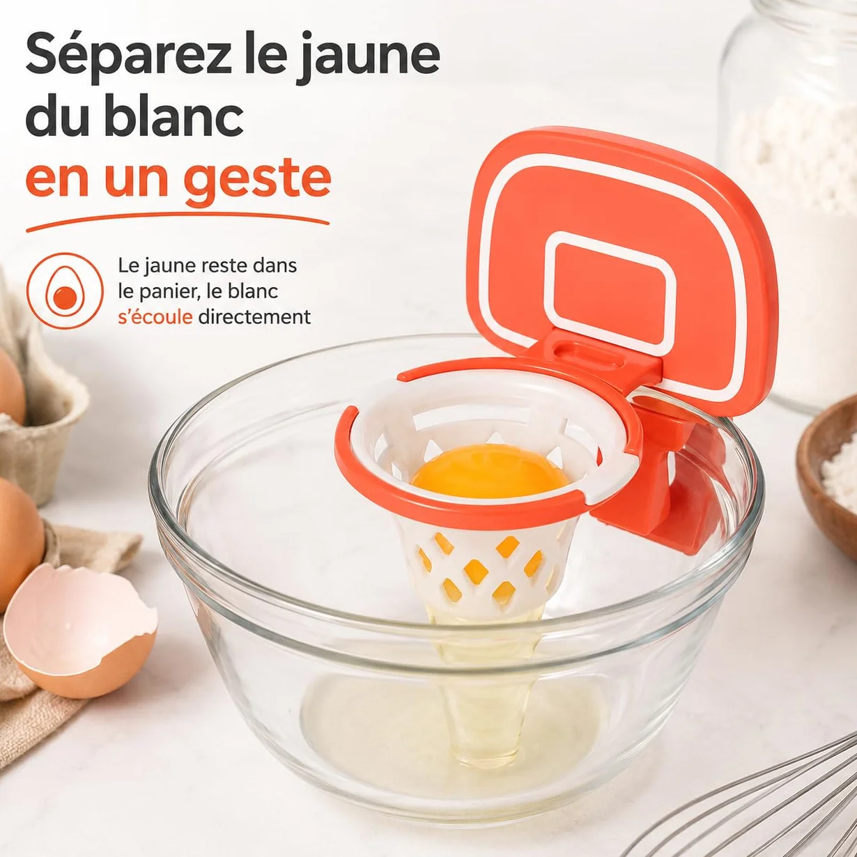 Séparateur d'œuf Panier de Basket Orange Plastique